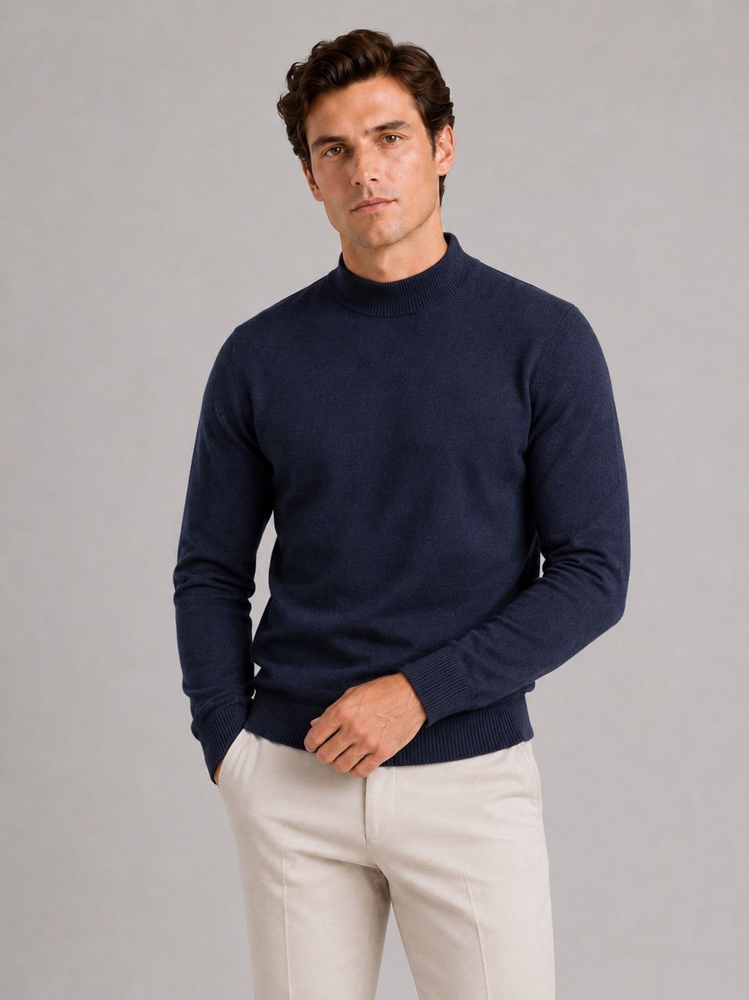 Men’s Mock Neck Jumper Slim Fit Knit Pullover Warm Winter Top for Casual and Everyday Wear
