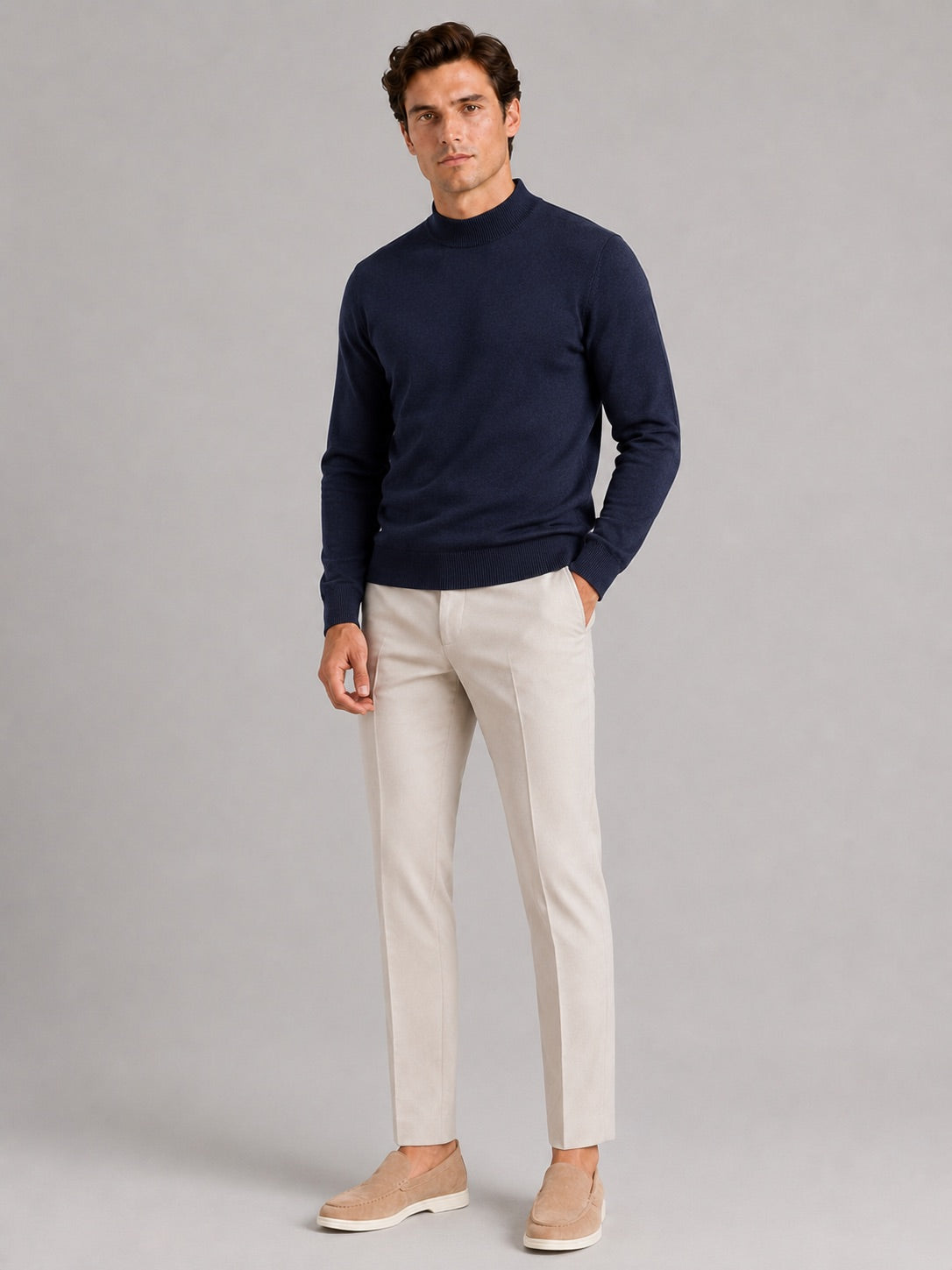 Men’s Mock Neck Jumper Slim Fit Knit Pullover Warm Winter Top for Casual and Everyday Wear