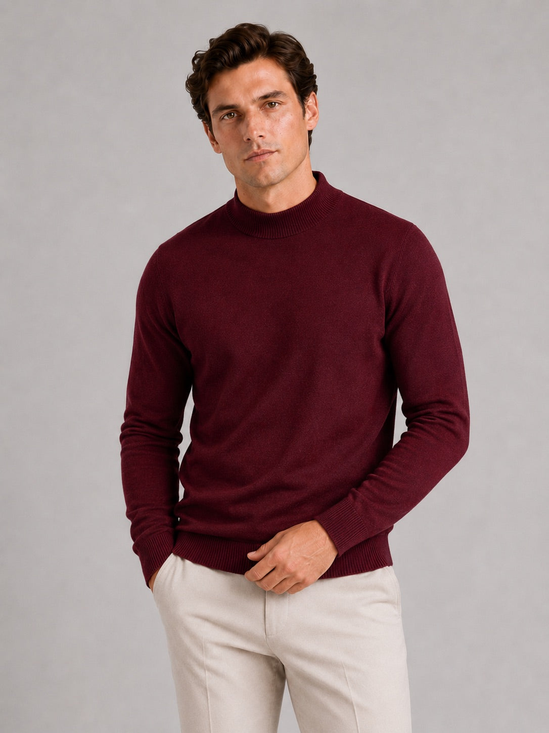 Men’s Mock Neck Jumper Slim Fit Knit Pullover Warm Winter Top for Casual and Everyday Wear