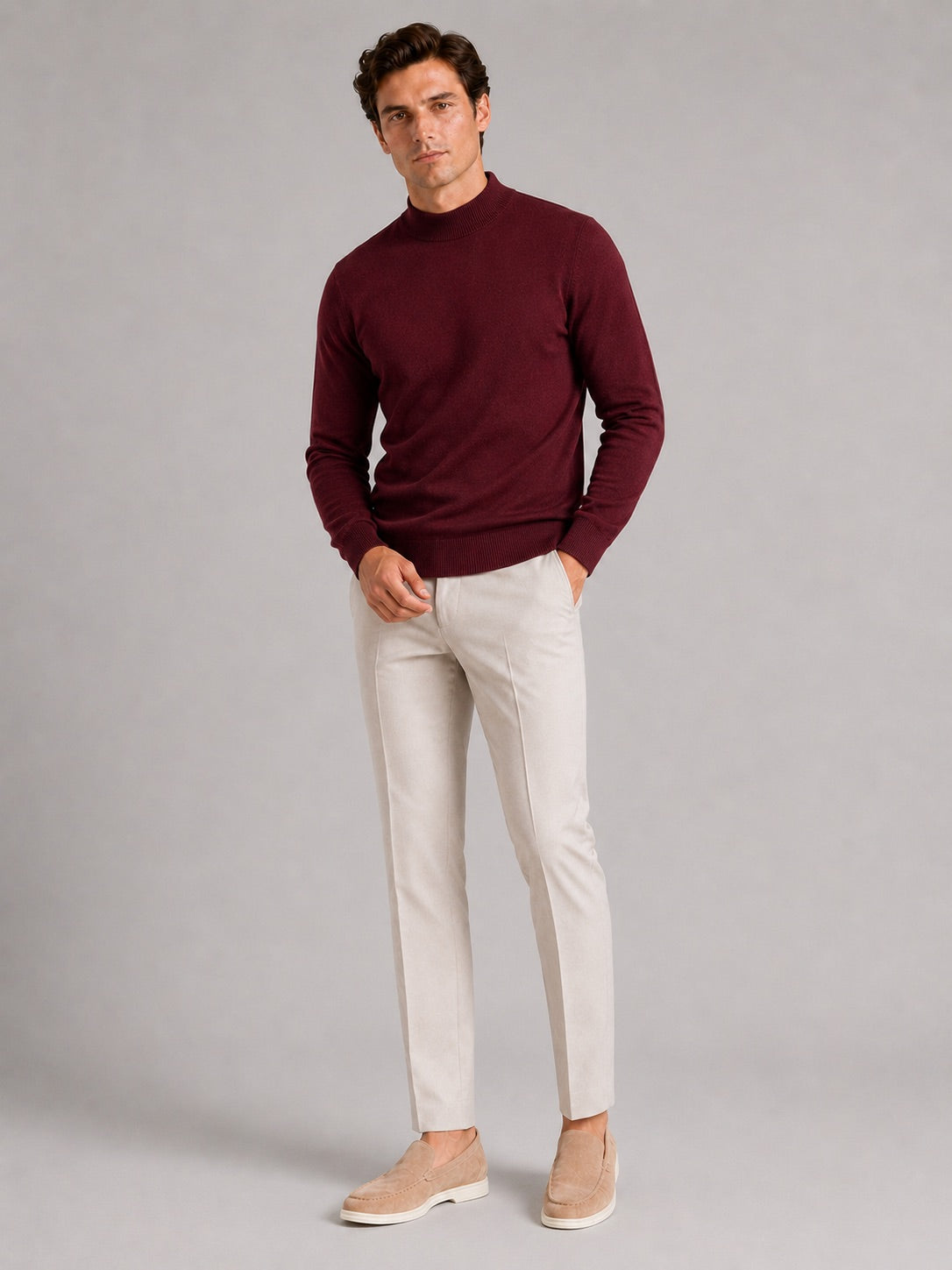 Men’s Mock Neck Jumper Slim Fit Knit Pullover Warm Winter Top for Casual and Everyday Wear