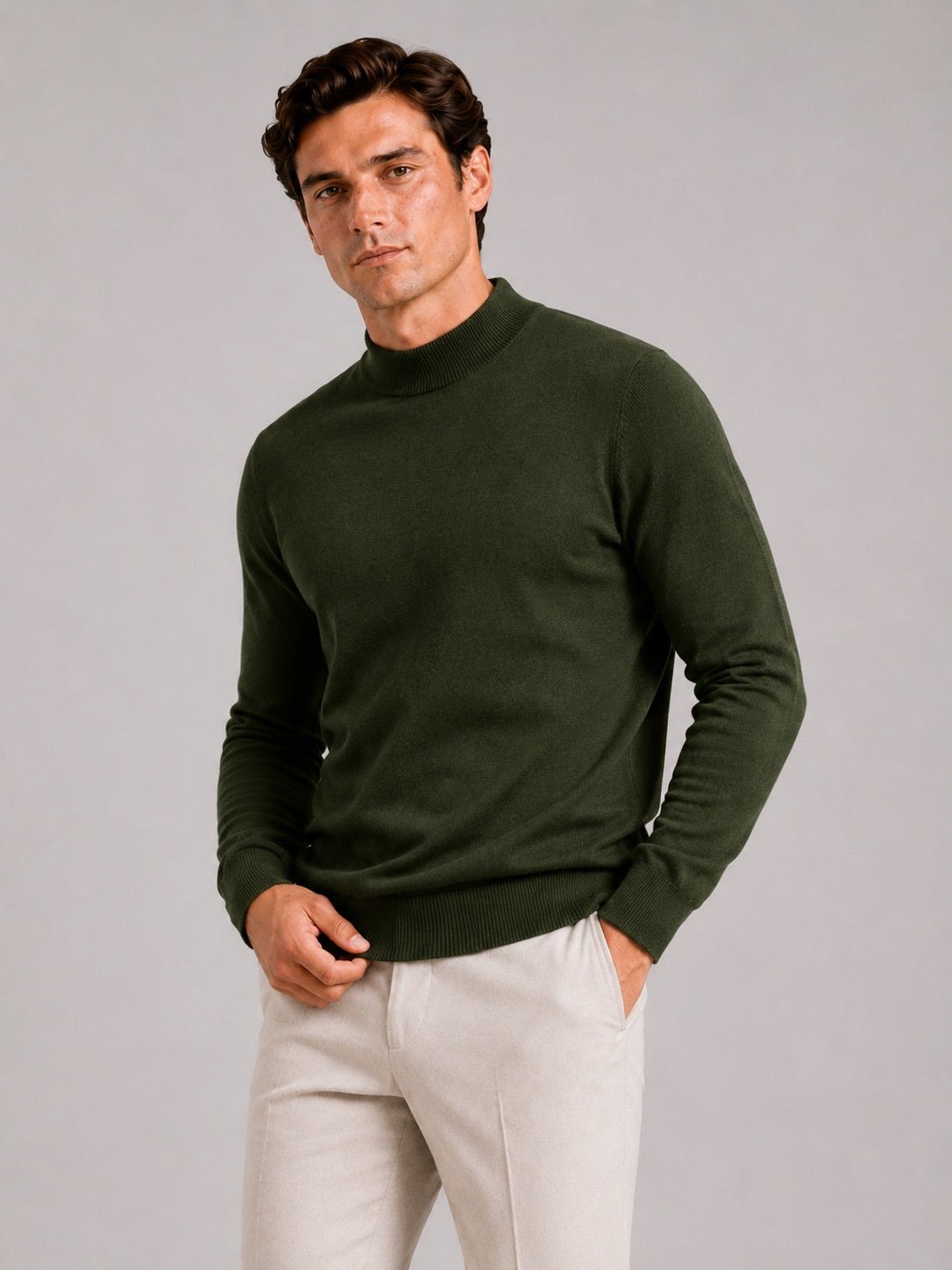 Men’s Mock Neck Jumper Slim Fit Knit Pullover Warm Winter Top for Casual and Everyday Wear