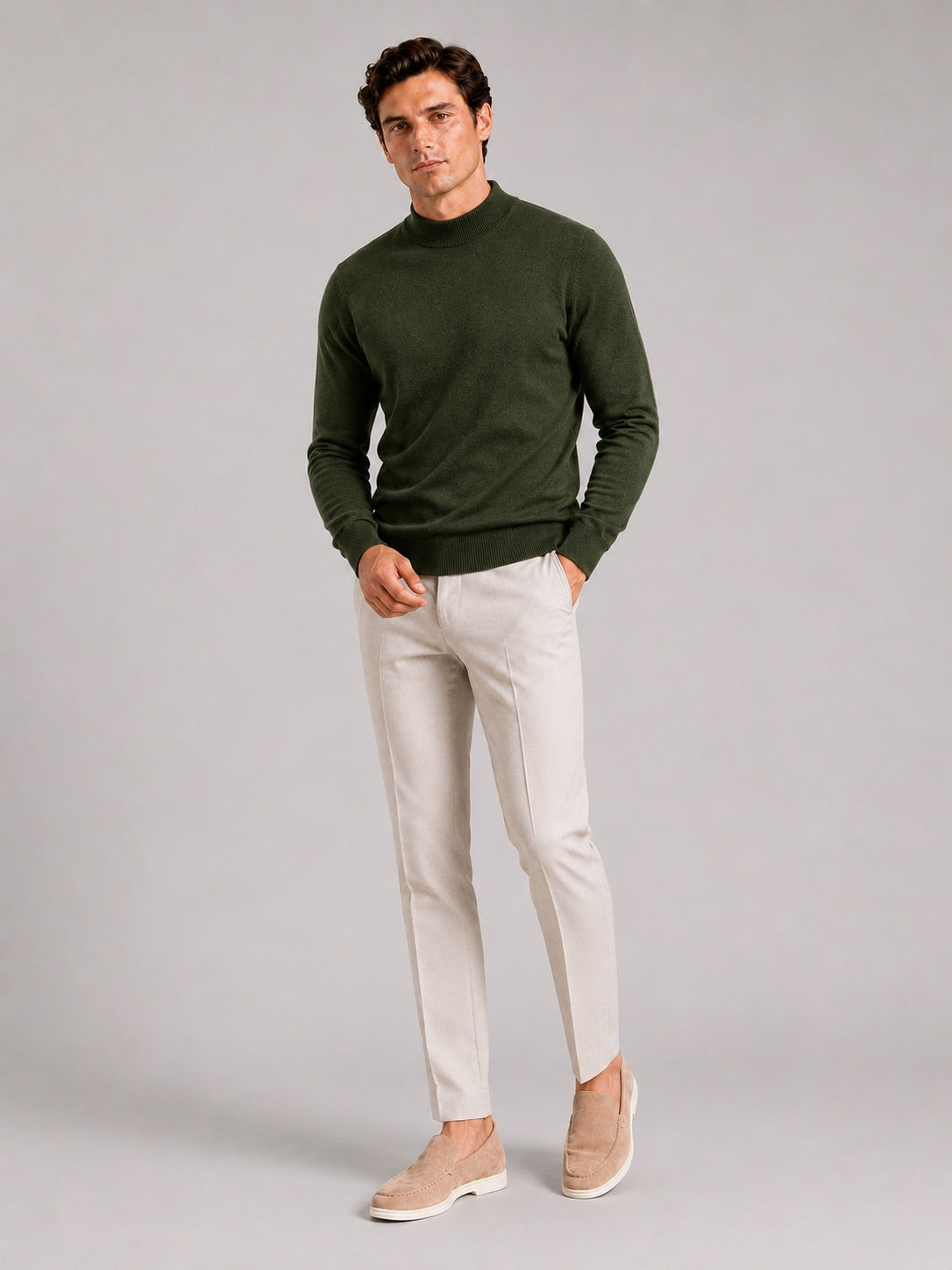 Men’s Mock Neck Jumper Slim Fit Knit Pullover Warm Winter Top for Casual and Everyday Wear