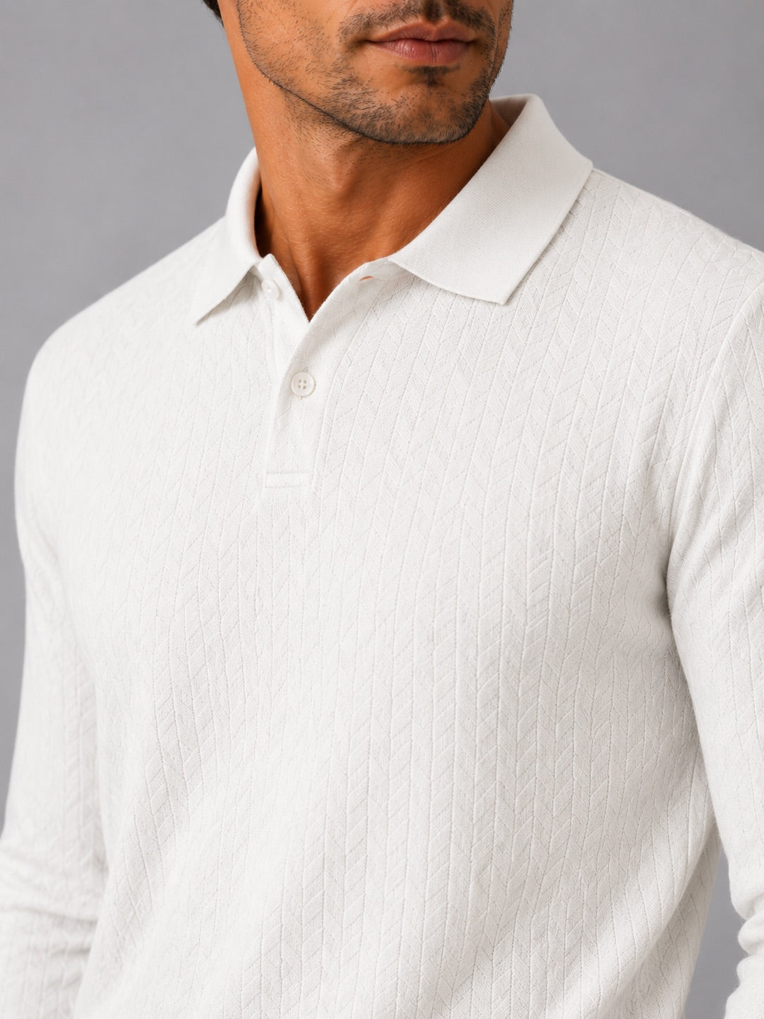 Men’s Long Sleeve Polo Shirt Business Casual Knit Top for Office and Smart Casual Wear