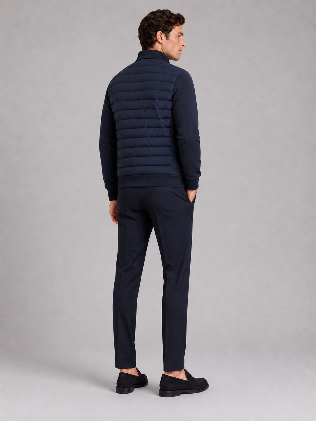 Men’s Down Autumn Jacket Stand Collar Slim Fit Zip-Up Warm Casual Jacket for Business Casual Golf and Everyday Wear