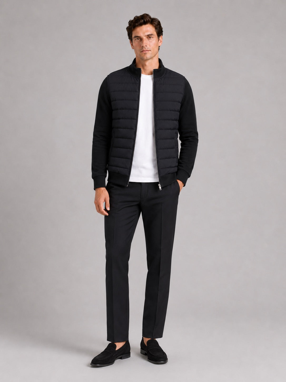 Men’s Down Autumn Jacket Stand Collar Slim Fit Zip-Up Warm Casual Jacket for Business Casual Golf and Everyday Wear