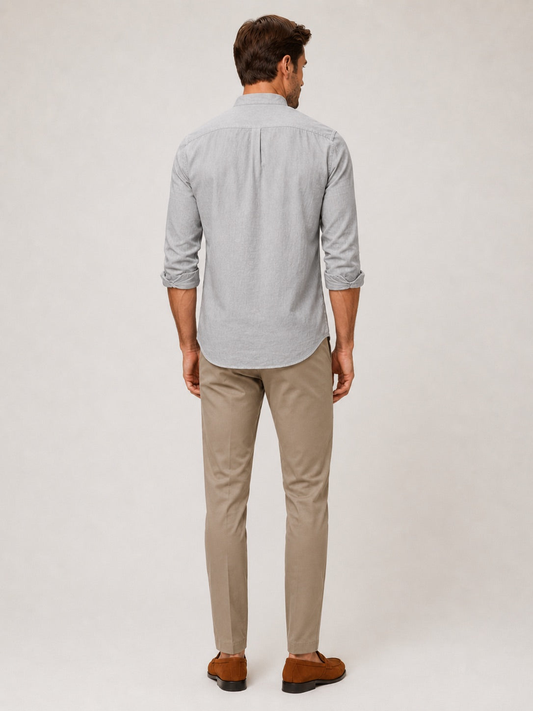 Men’s Cotton Linen Collarless Button-Down Long Sleeve Shirt Breathable Summer Casual Shirt for Vacation and Everyday Wear