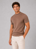 Men’s Mock Neck Ribbed T-Shirt Fitted Stretch Short Sleeve Summer Top