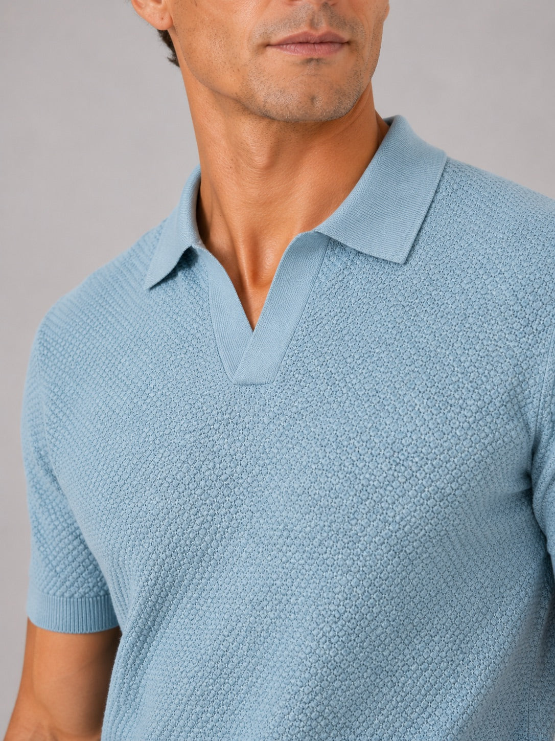 Men’s Knit Polo Shirt Lightweight Breathable Stretch Short Sleeve Summer Polo