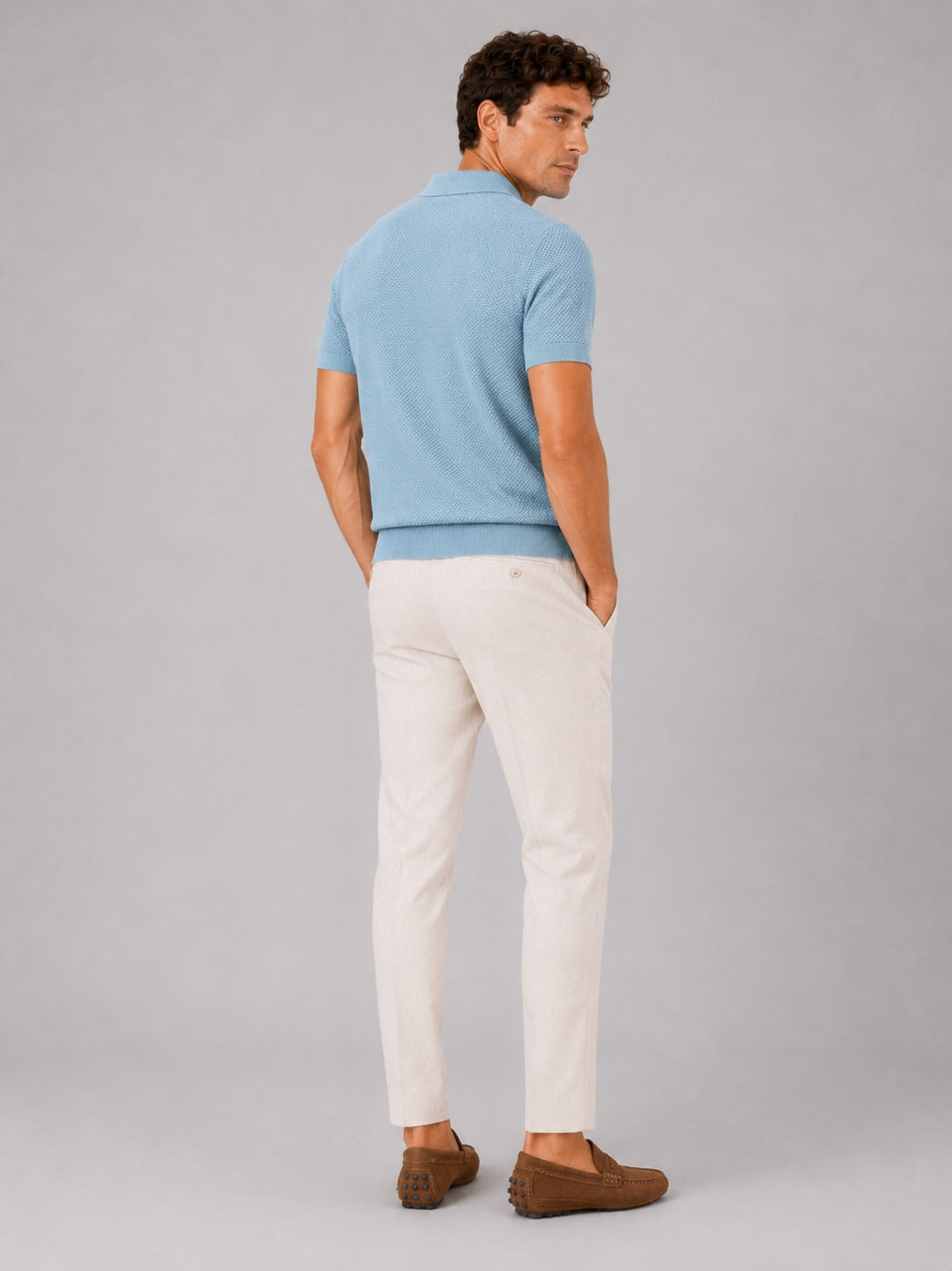 Men’s Knit Polo Shirt Lightweight Breathable Stretch Short Sleeve Summer Polo