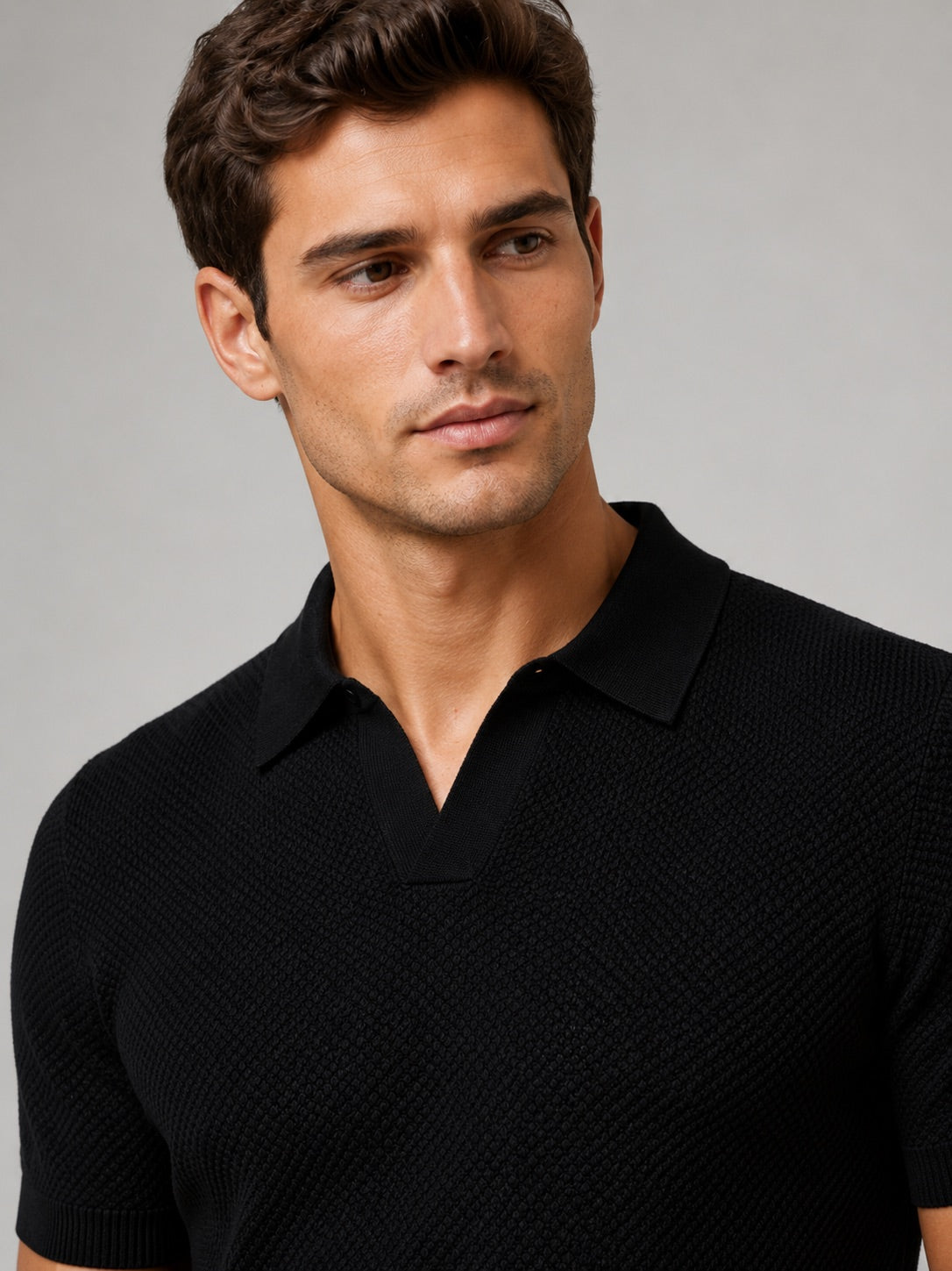 Men’s Knit Polo Shirt Lightweight Breathable Stretch Short Sleeve Summer Polo