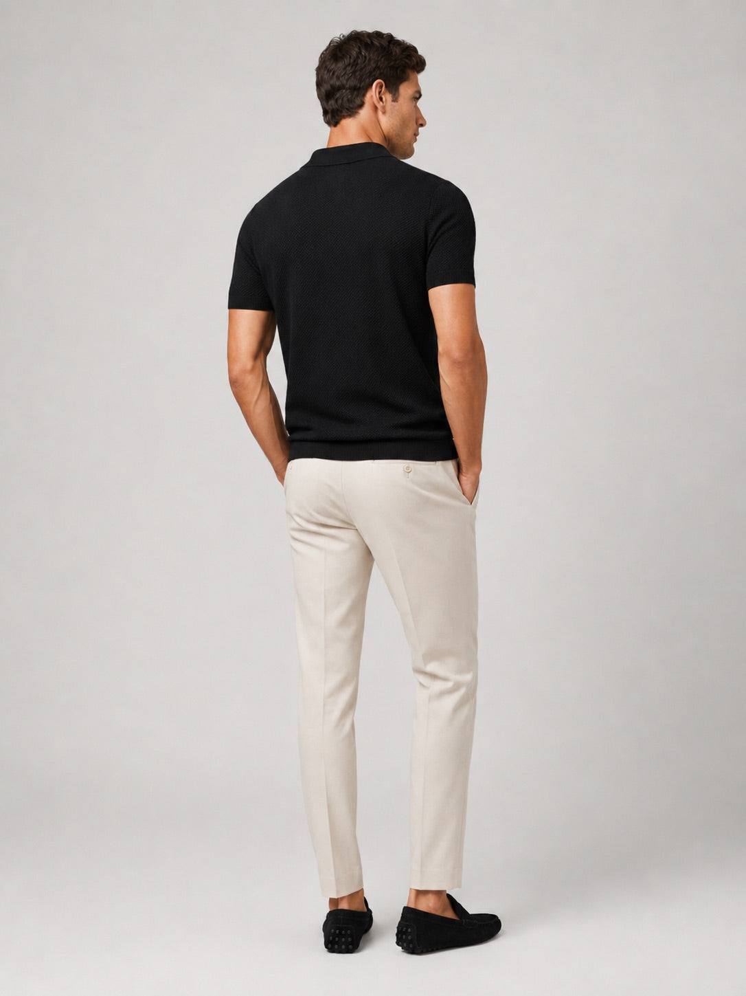 Men’s Knit Polo Shirt Lightweight Breathable Stretch Short Sleeve Summer Polo