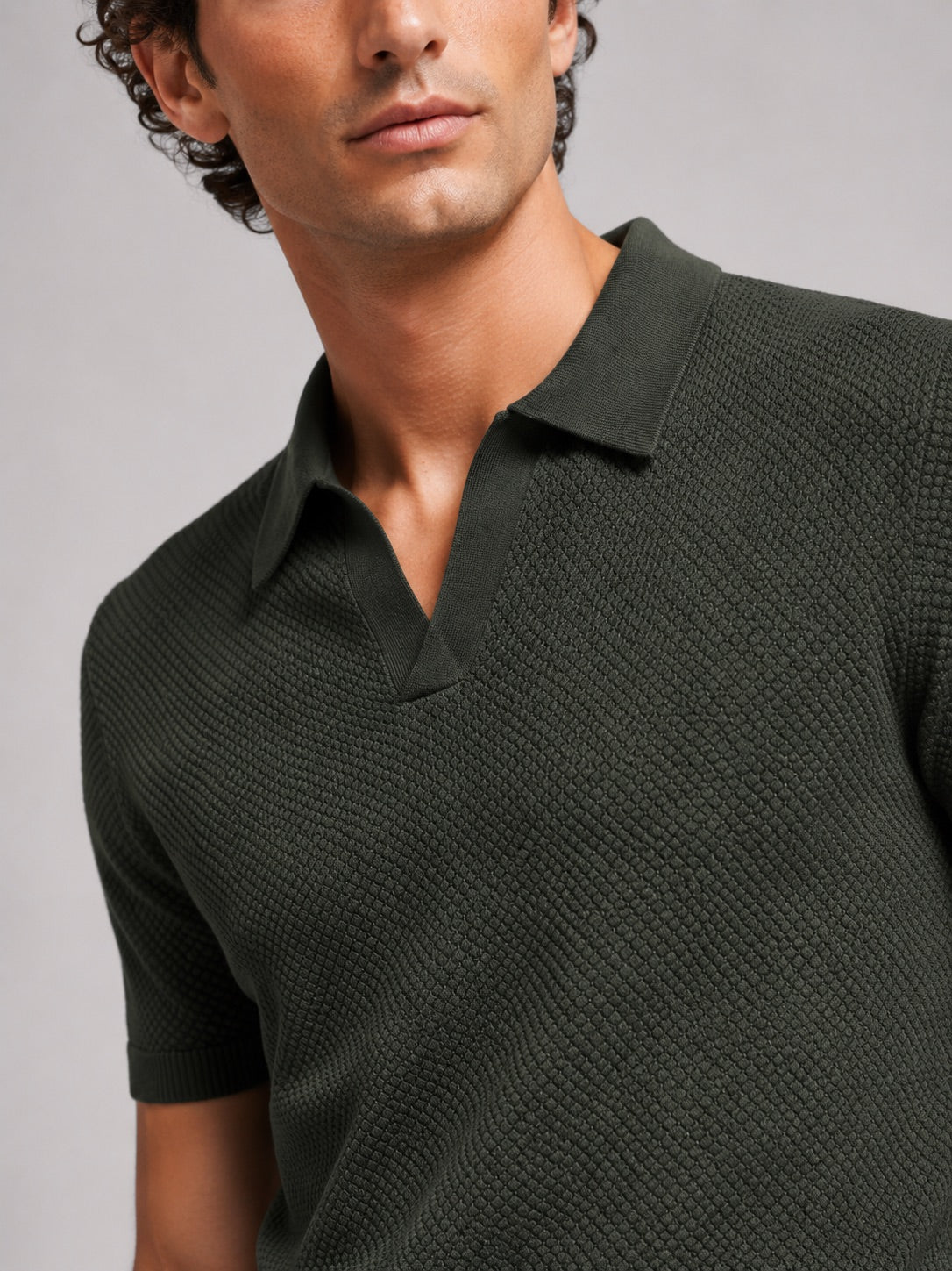 Men’s Knit Polo Shirt Lightweight Breathable Stretch Short Sleeve Summer Polo