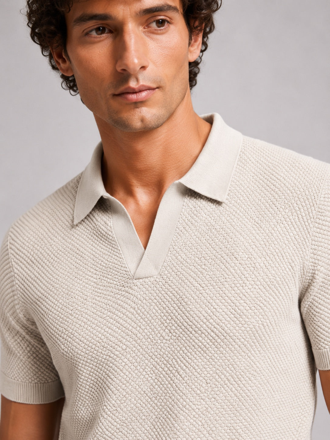 Men’s Knit Polo Shirt Lightweight Breathable Stretch Short Sleeve Summer Polo