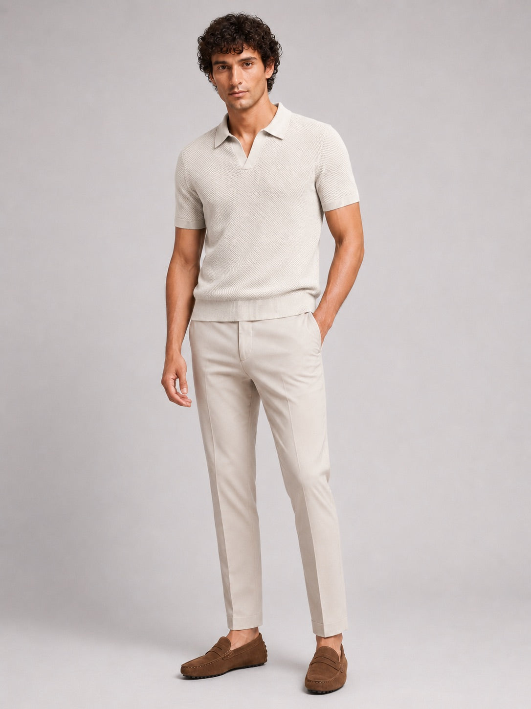 Men’s Knit Polo Shirt Lightweight Breathable Stretch Short Sleeve Summer Polo