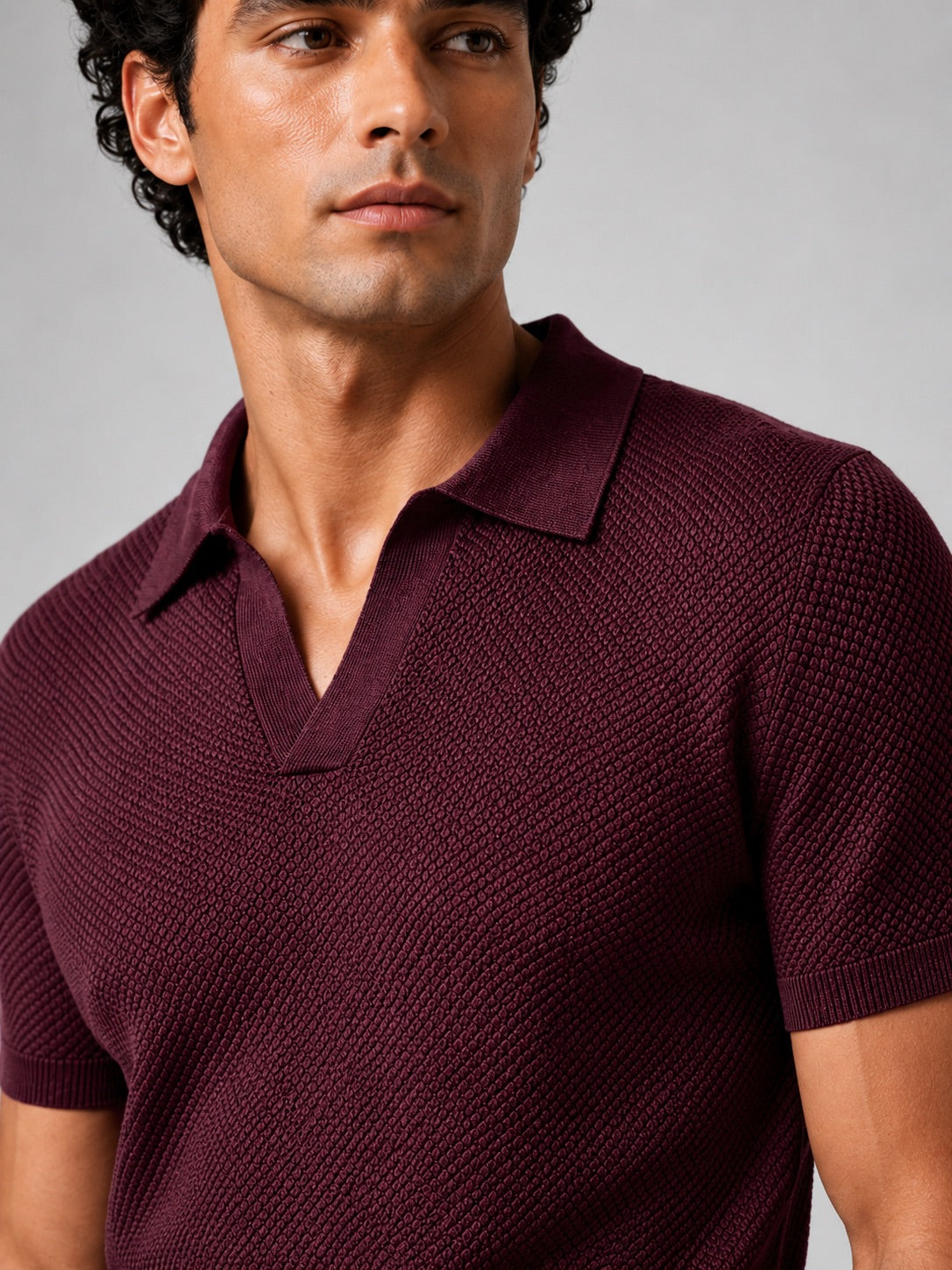 Men’s Knit Polo Shirt Lightweight Breathable Stretch Short Sleeve Summer Polo