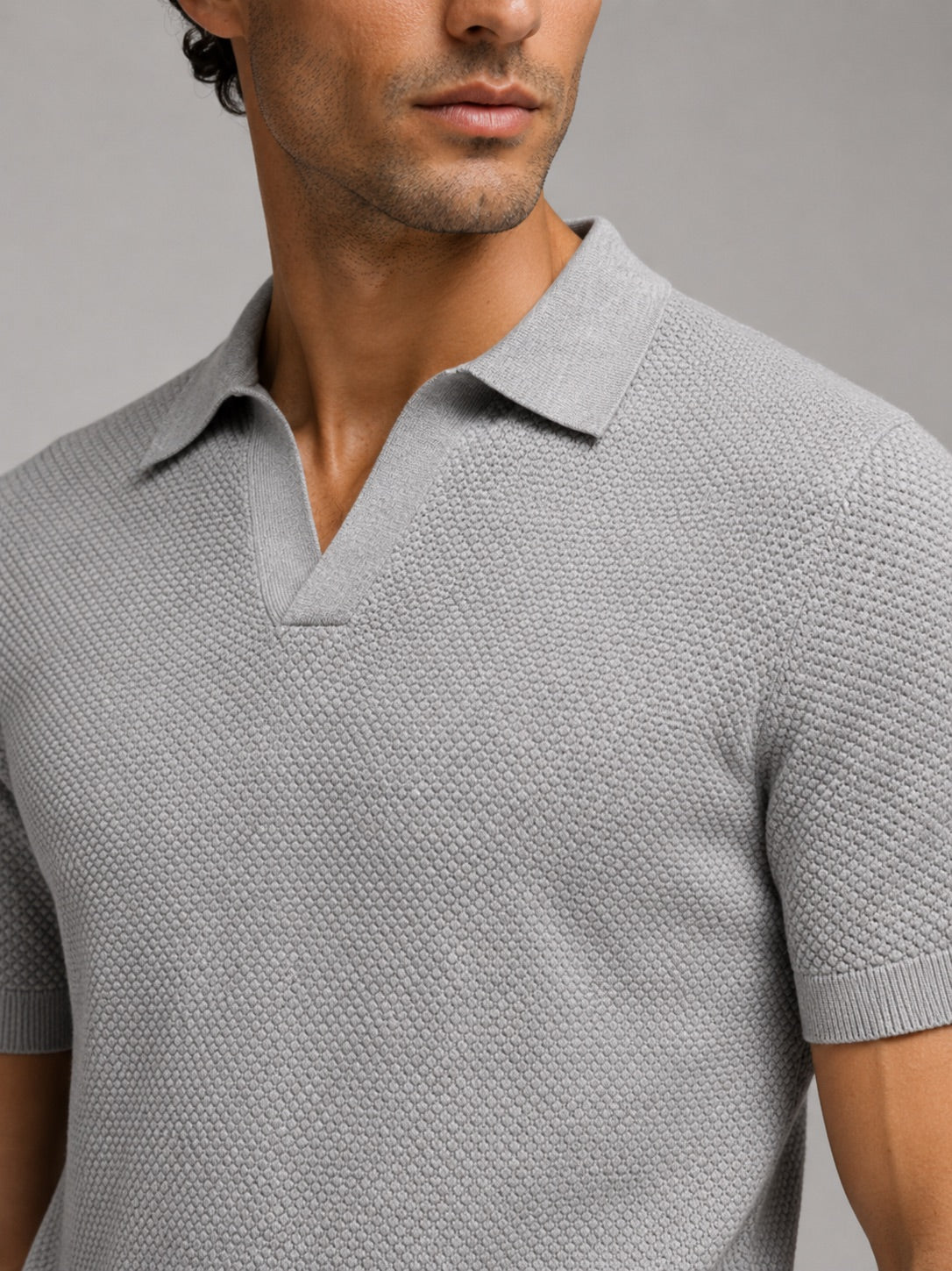 Men’s Knit Polo Shirt Lightweight Breathable Stretch Short Sleeve Summer Polo