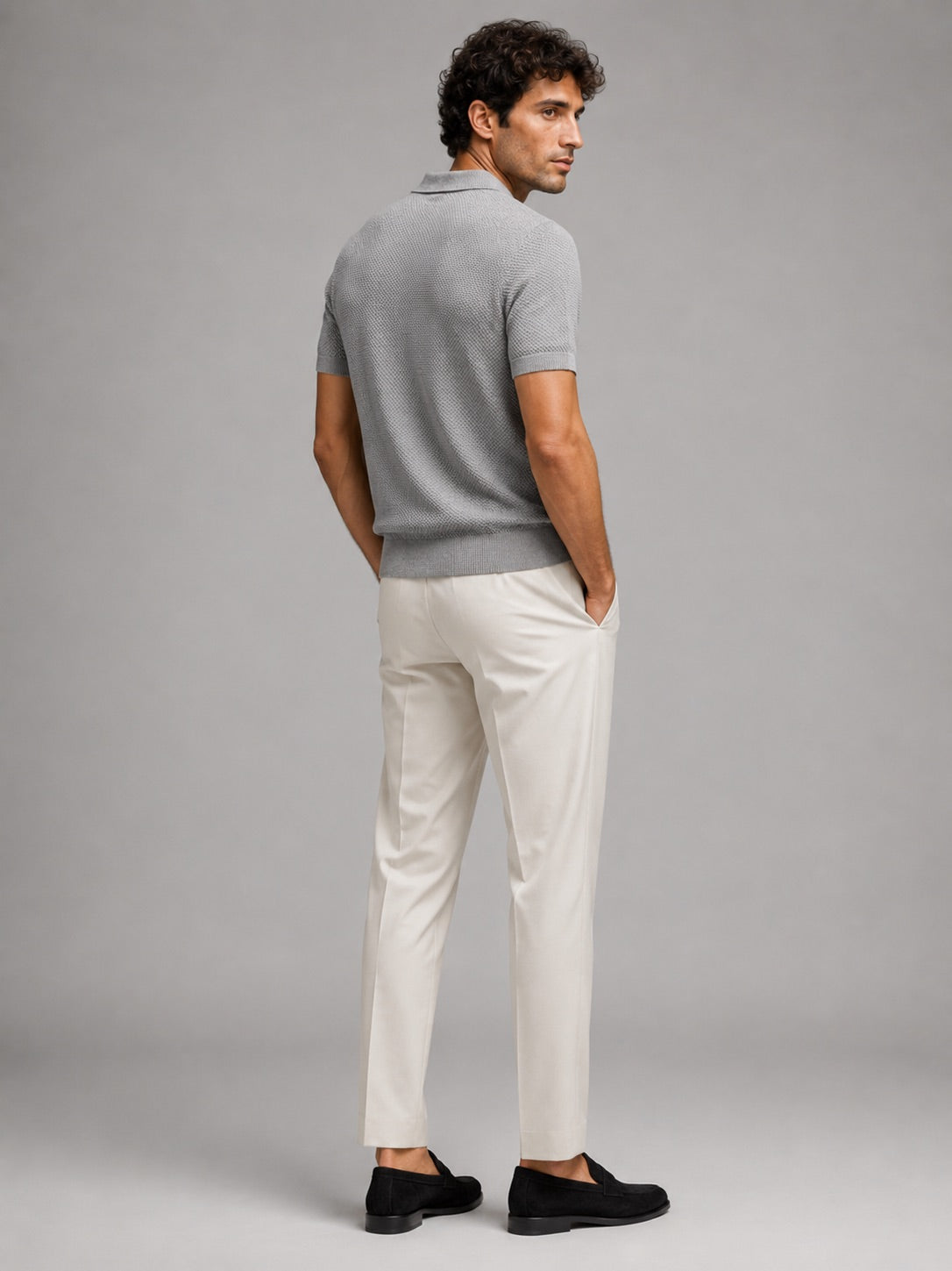 Men’s Knit Polo Shirt Lightweight Breathable Stretch Short Sleeve Summer Polo