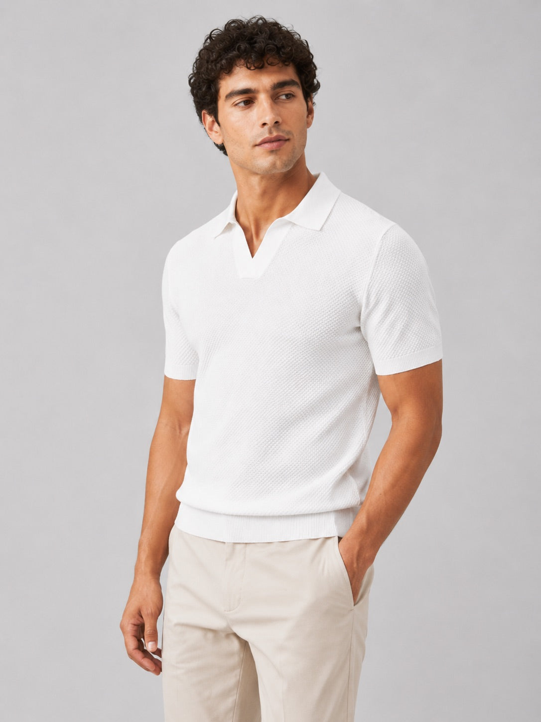 Men’s Knit Polo Shirt Lightweight Breathable Stretch Short Sleeve Summer Polo