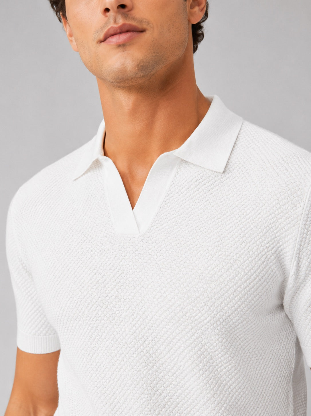 Men’s Knit Polo Shirt Lightweight Breathable Stretch Short Sleeve Summer Polo