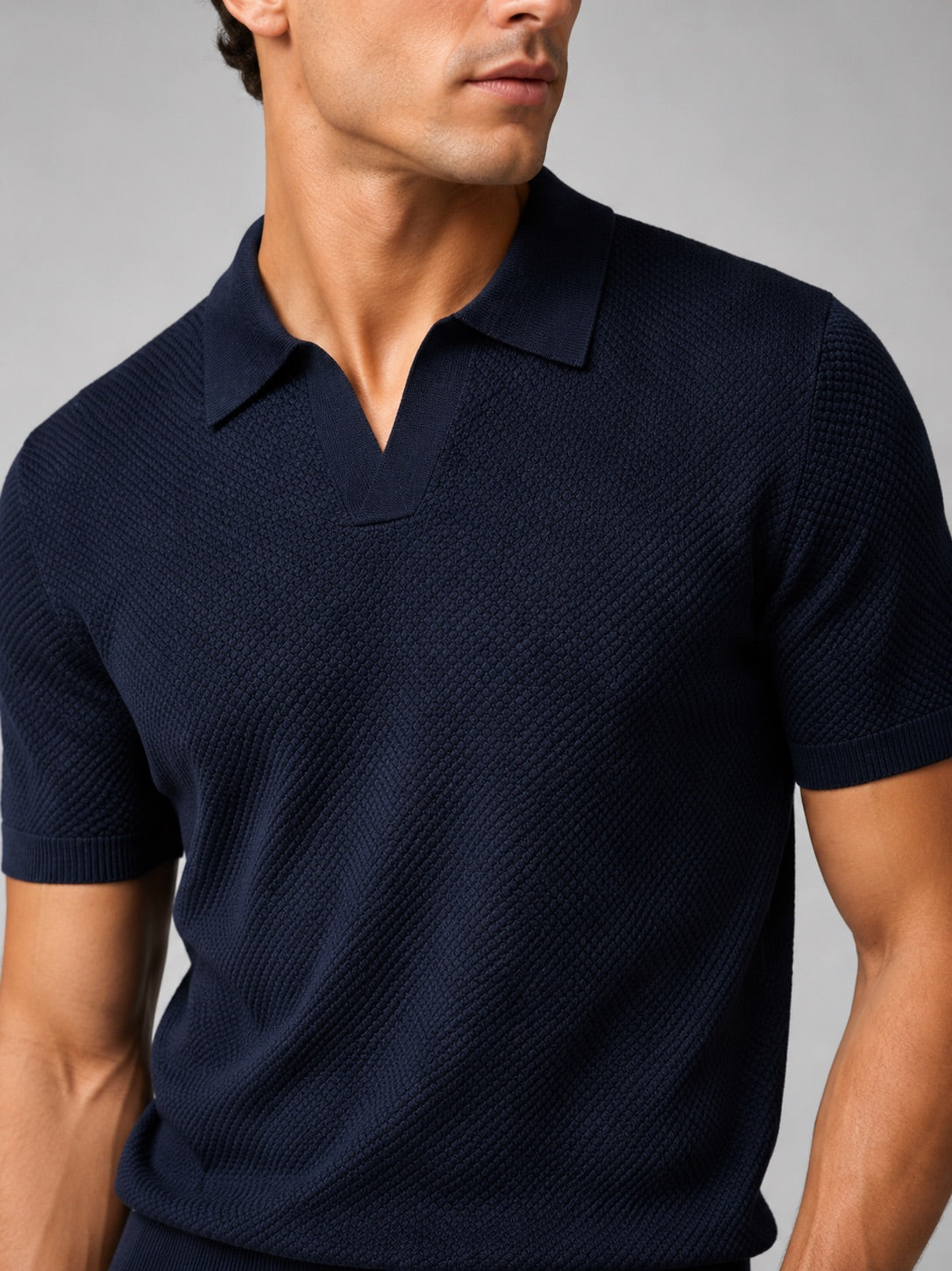 Men’s Knit Polo Shirt Lightweight Breathable Stretch Short Sleeve Summer Polo