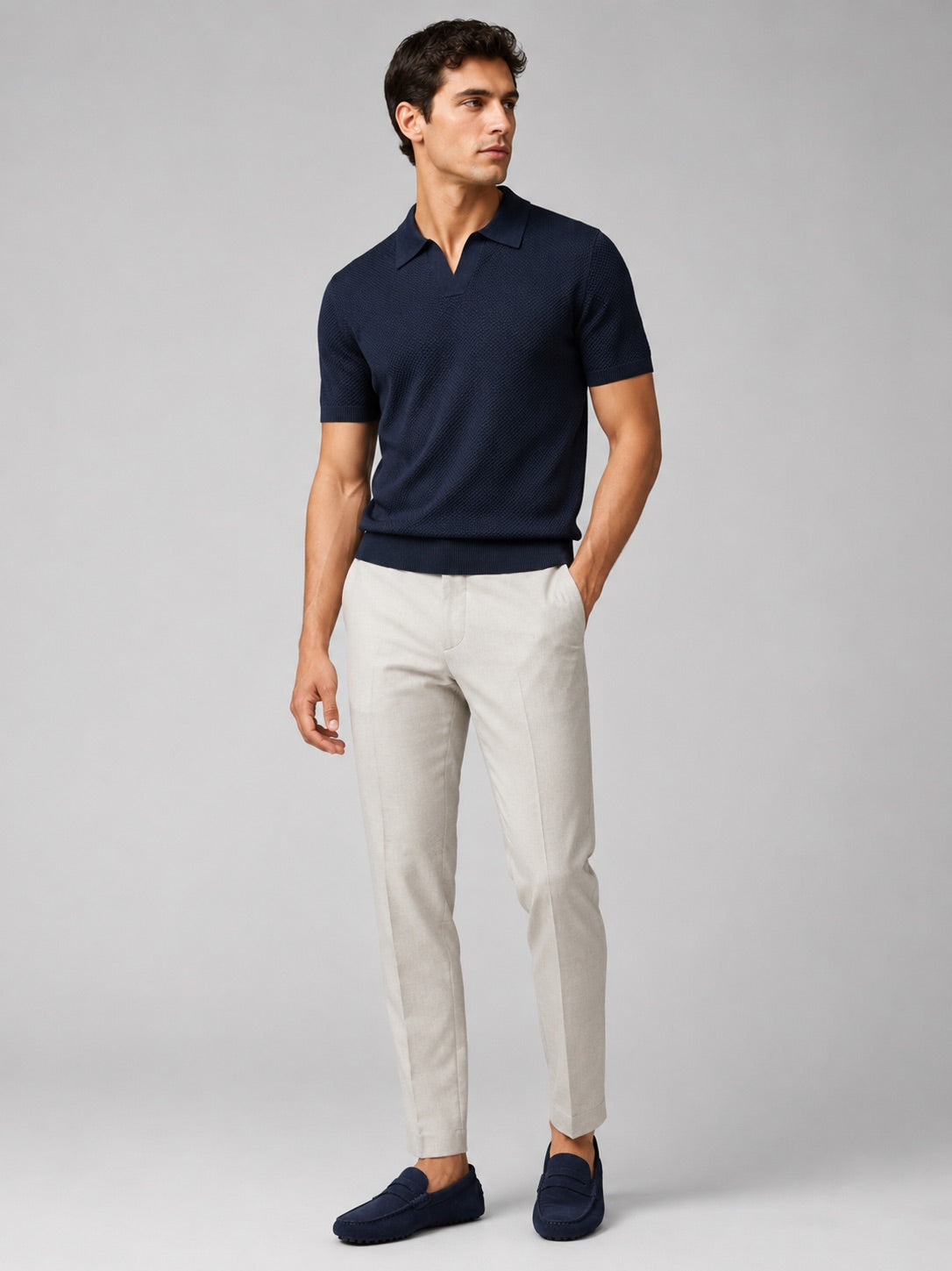 Men’s Knit Polo Shirt Lightweight Breathable Stretch Short Sleeve Summer Polo