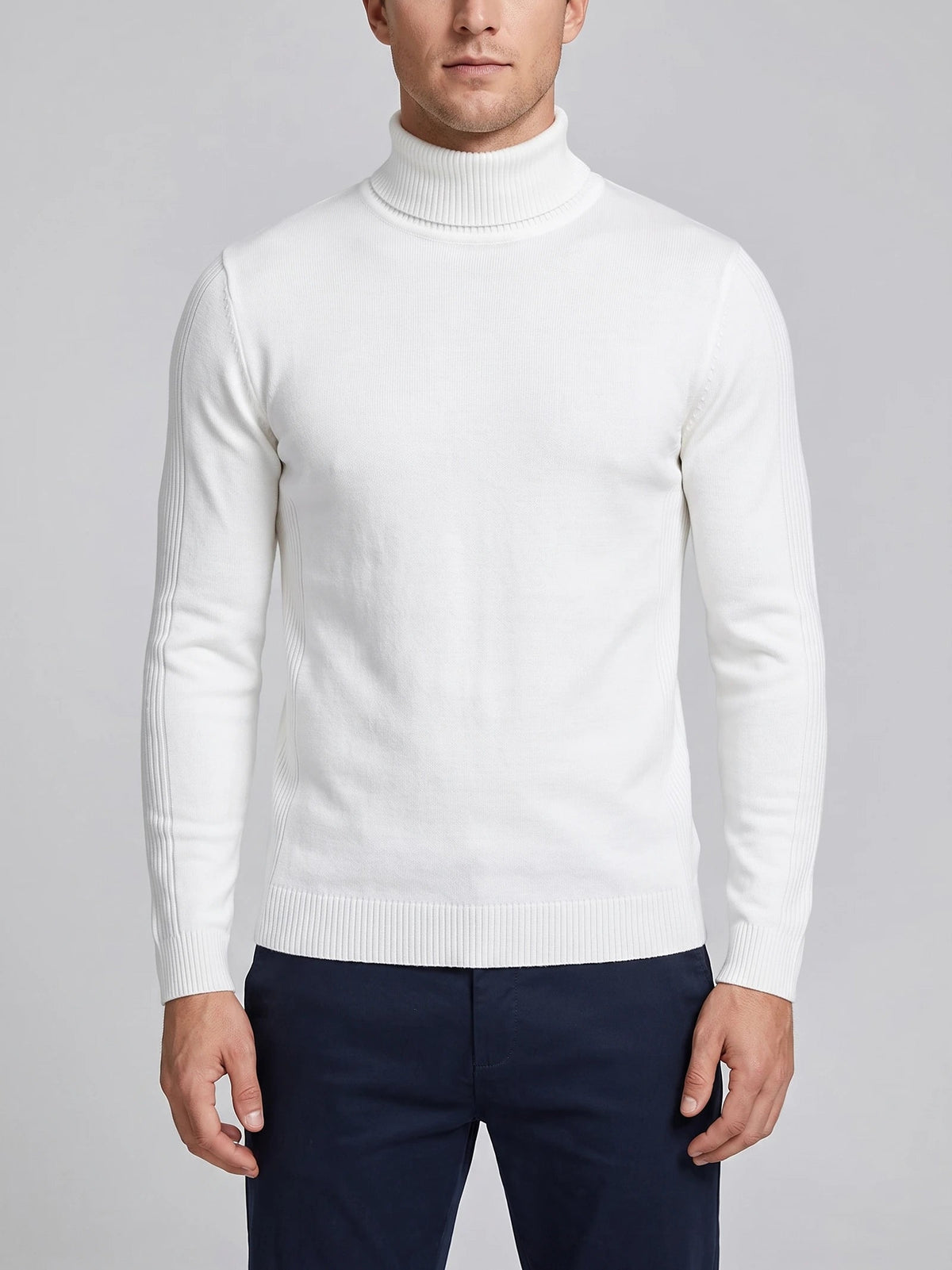 Men's Roll Neck Jumper Slim Fit High Neck Long Sleeve Winter Pullover