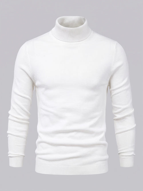 Men's Roll Neck Jumper Slim Fit High Neck Long Sleeve Winter Pullover
