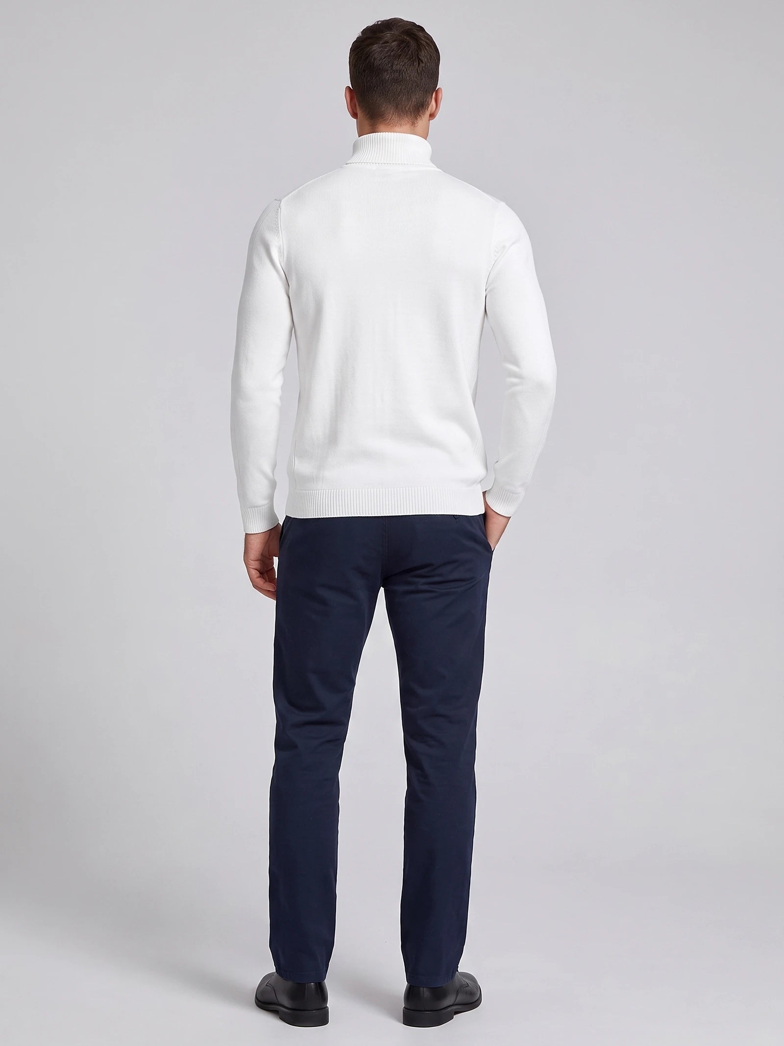 Men's Roll Neck Jumper Slim Fit High Neck Long Sleeve Winter Pullover