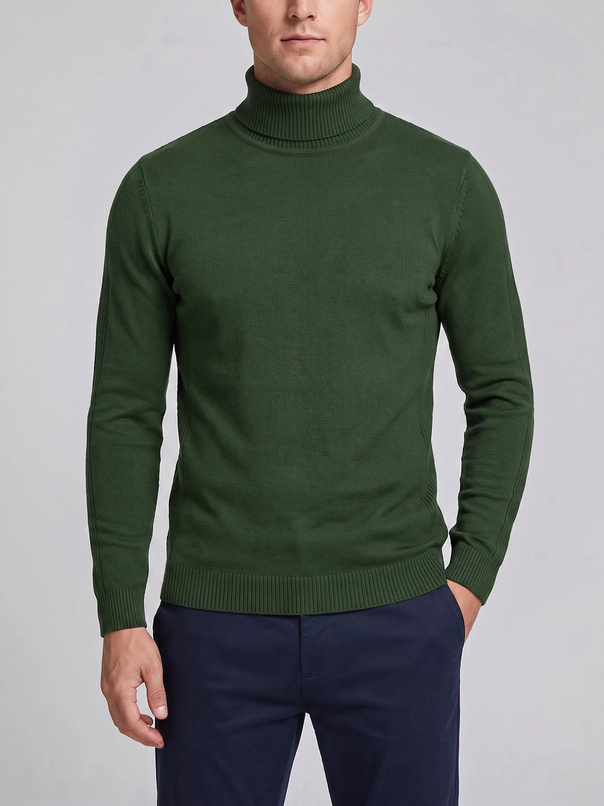 Men's Roll Neck Jumper Slim Fit High Neck Long Sleeve Winter Pullover