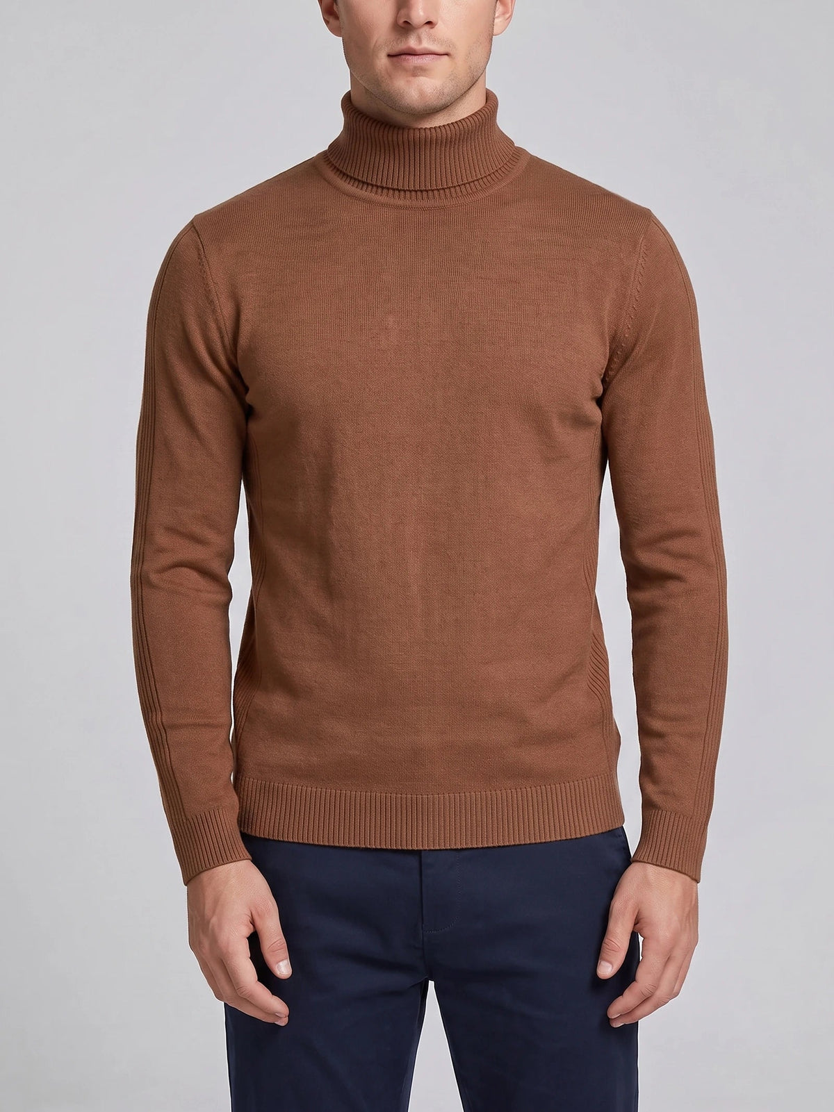 Men's Roll Neck Jumper Slim Fit High Neck Long Sleeve Winter Pullover