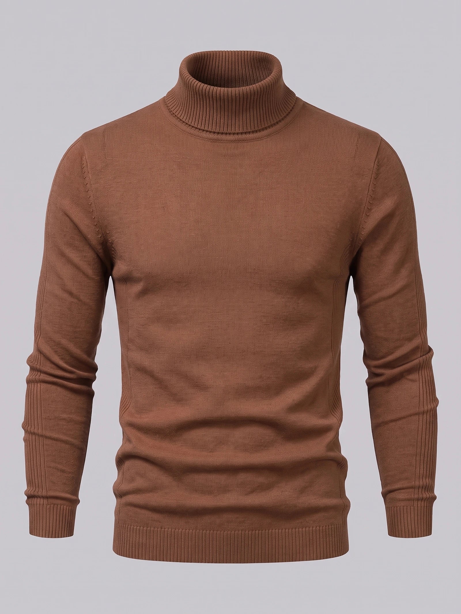 Men's Roll Neck Jumper Slim Fit High Neck Long Sleeve Winter Pullover