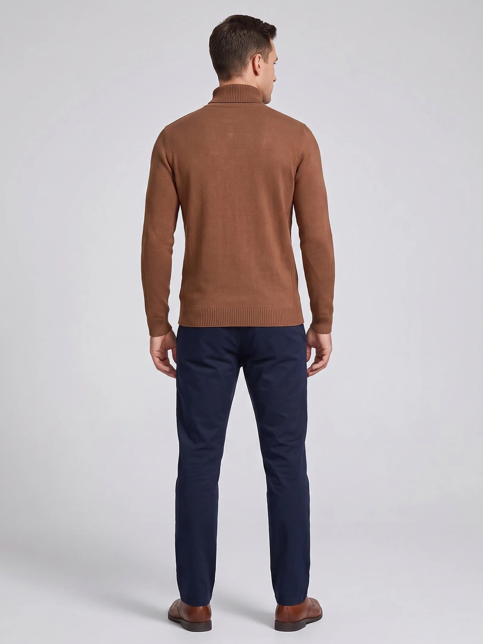 Men's Roll Neck Jumper Slim Fit High Neck Long Sleeve Winter Pullover