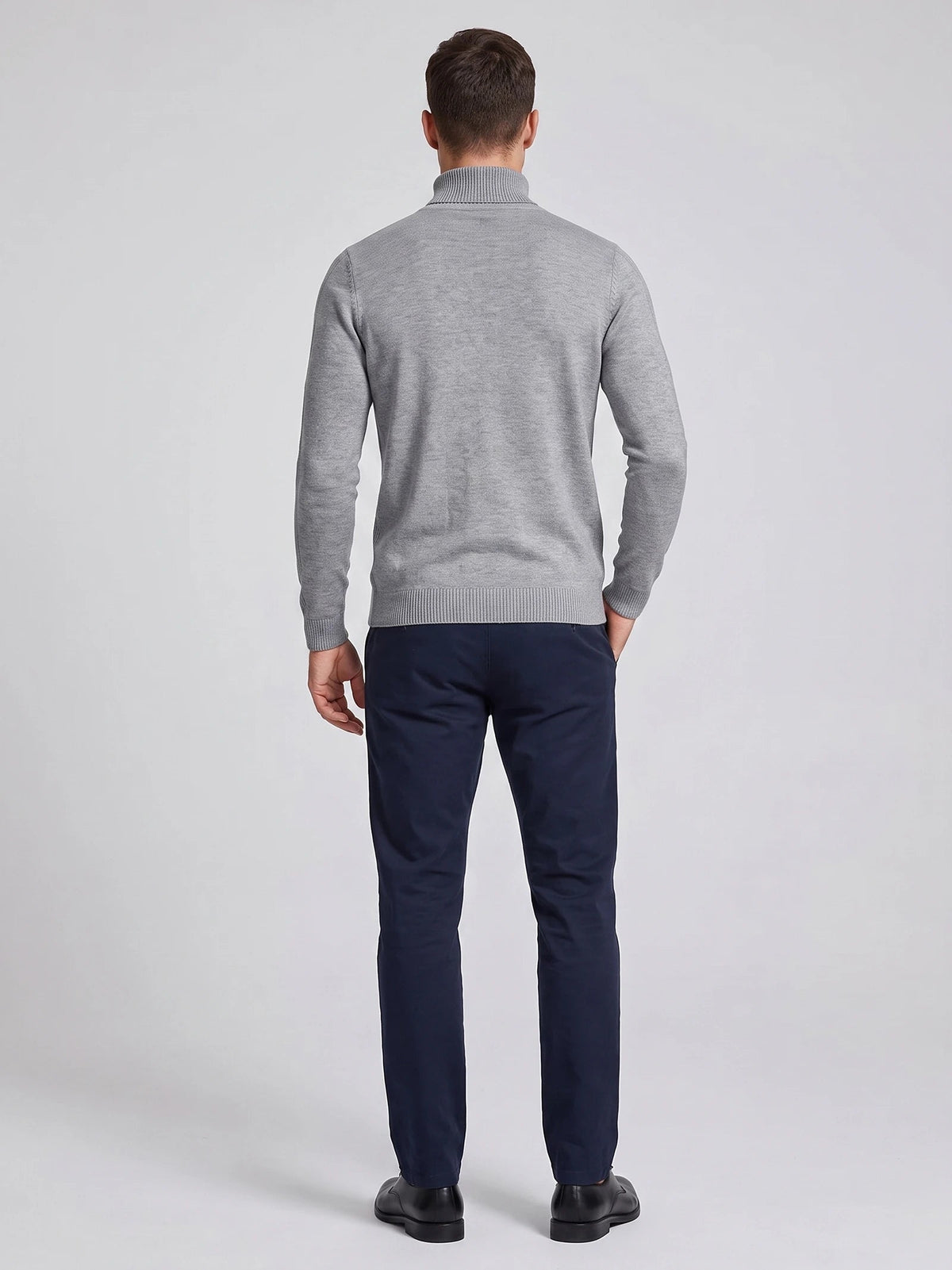 Men's Roll Neck Jumper Slim Fit High Neck Long Sleeve Winter Pullover
