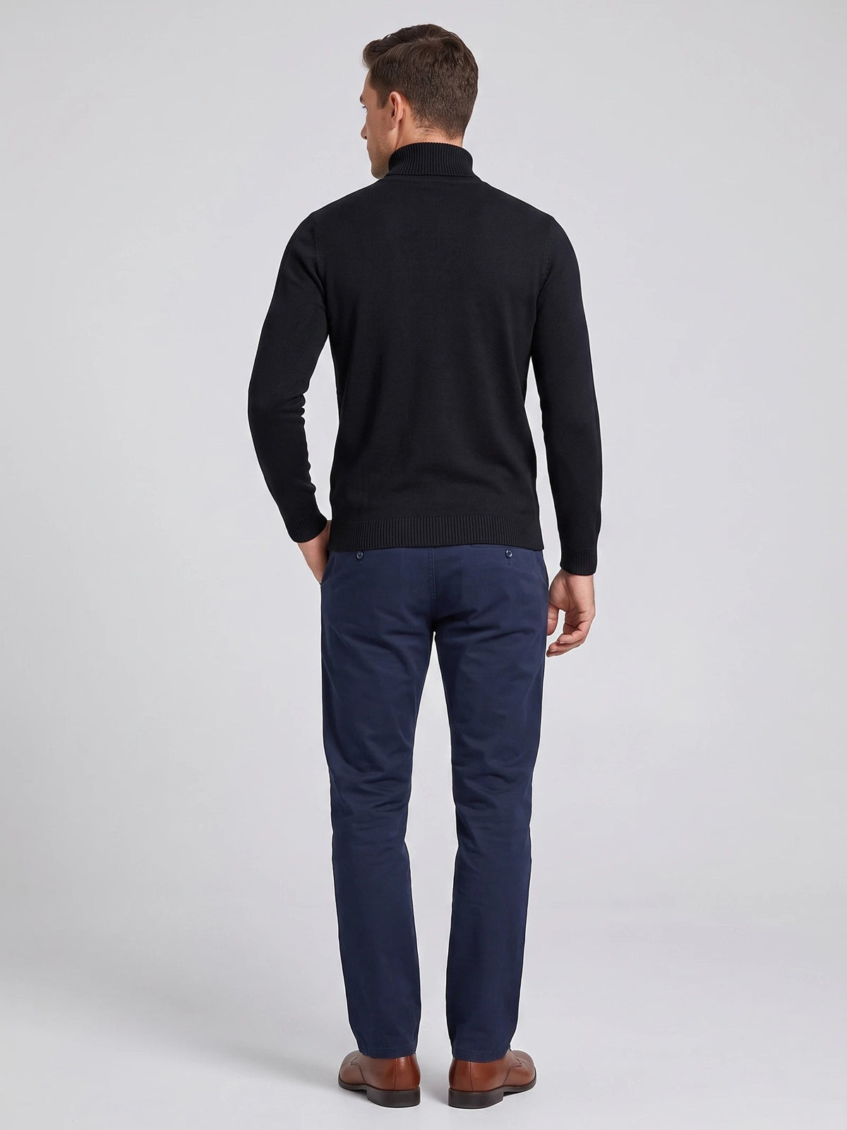Men's Roll Neck Jumper Slim Fit High Neck Long Sleeve Winter Pullover
