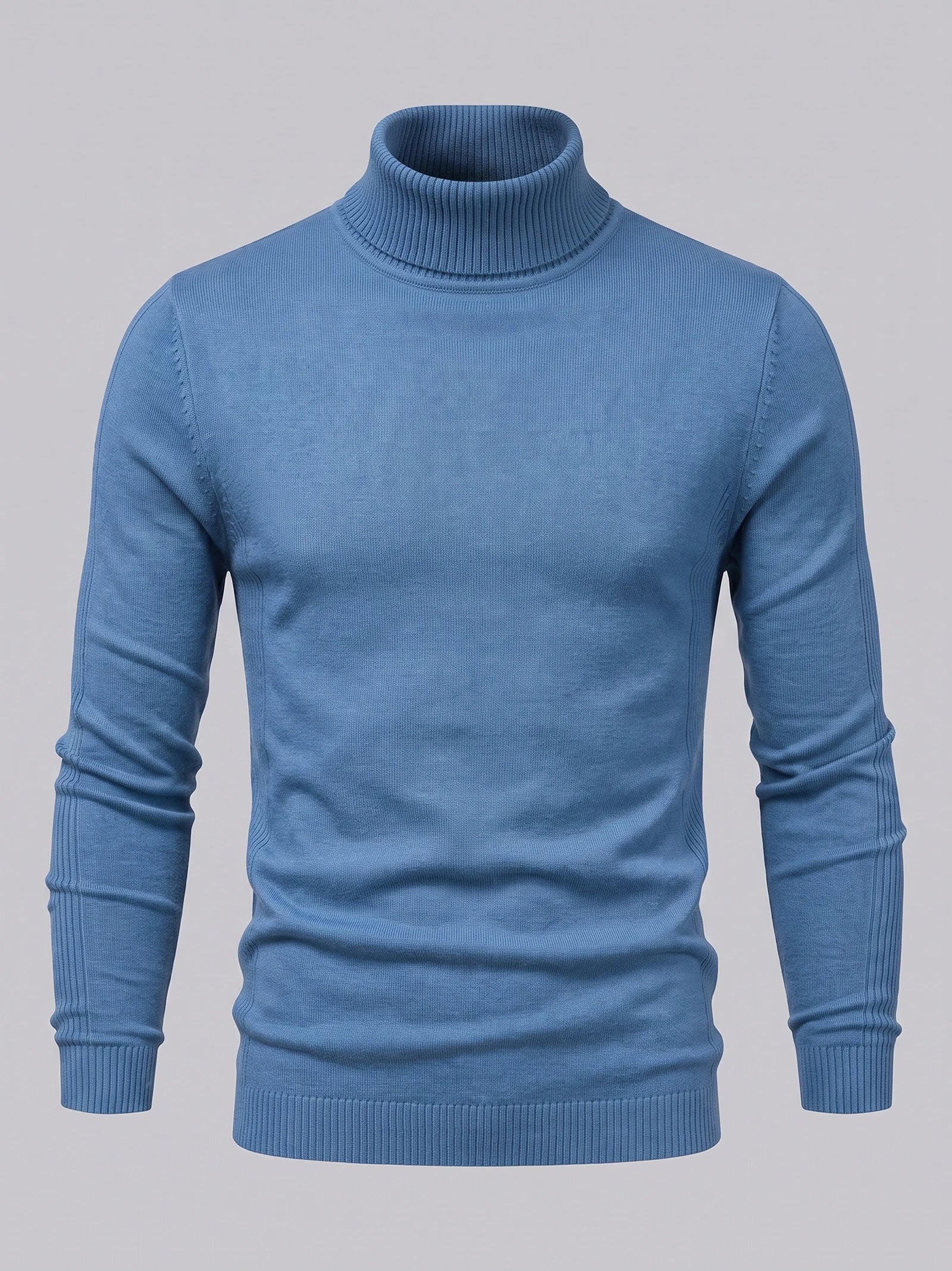Men's Roll Neck Jumper Slim Fit High Neck Long Sleeve Winter Pullover