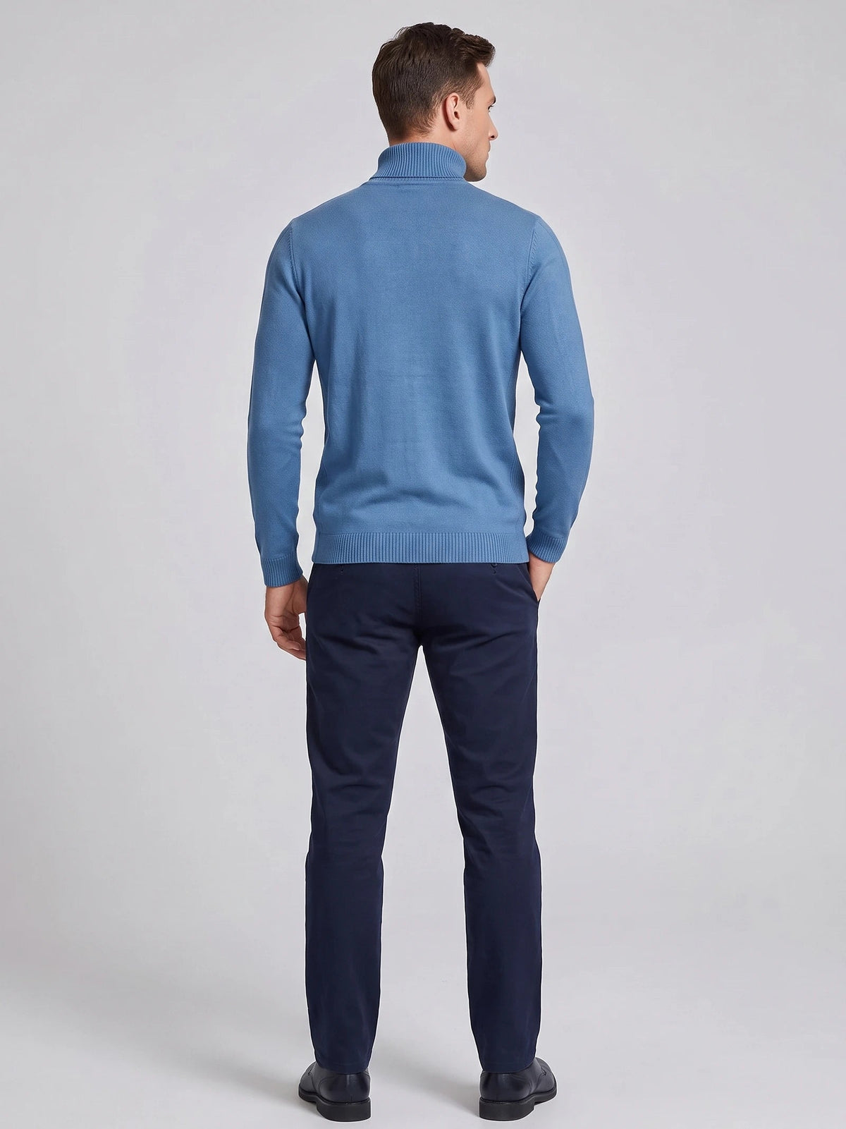 Men's Roll Neck Jumper Slim Fit High Neck Long Sleeve Winter Pullover