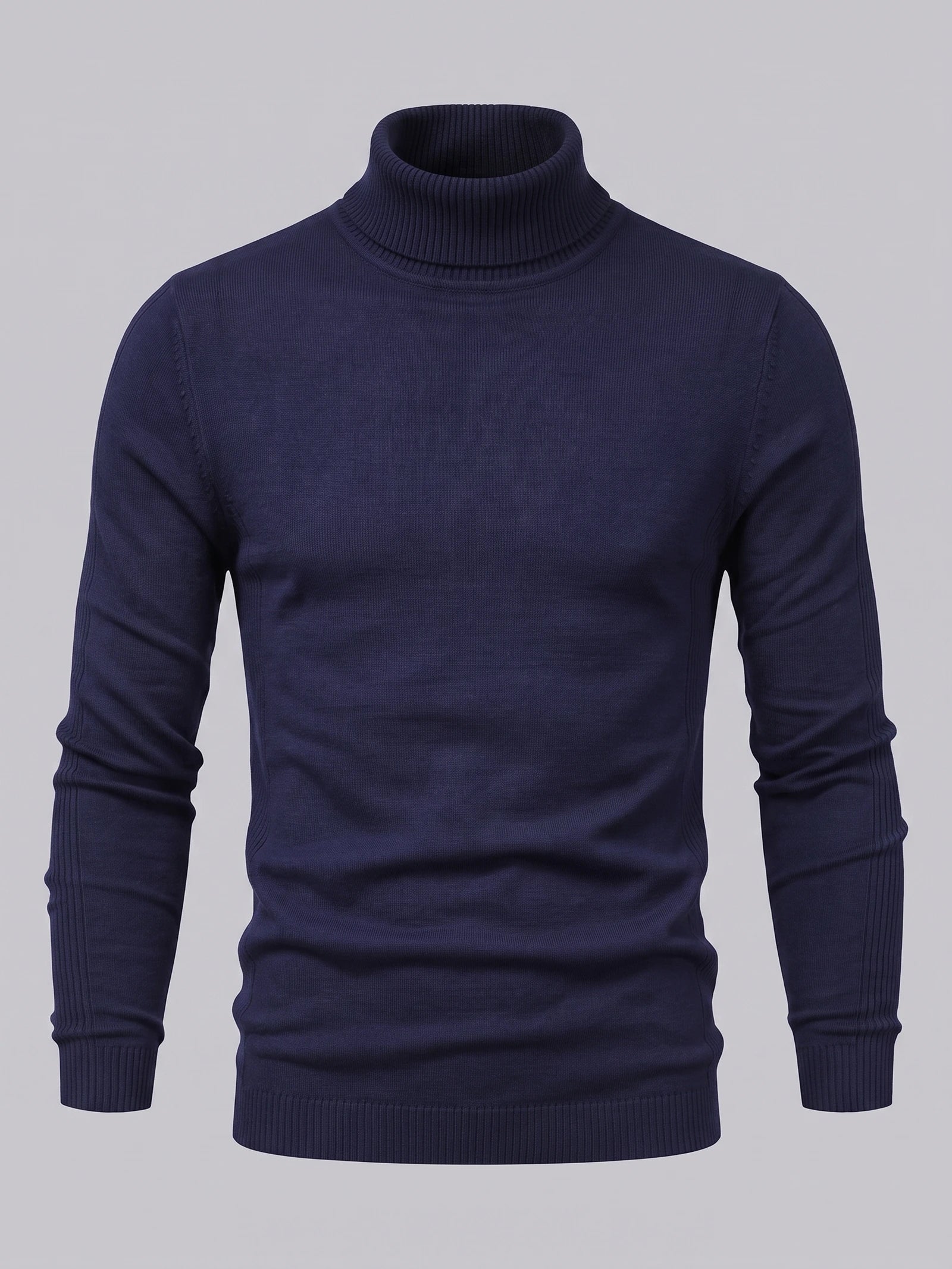 Men's Roll Neck Jumper Slim Fit High Neck Long Sleeve Winter Pullover