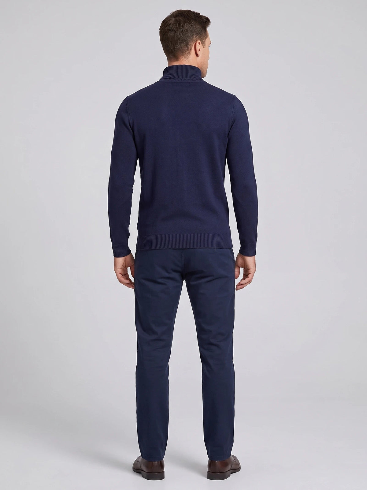 Men's Roll Neck Jumper Slim Fit High Neck Long Sleeve Winter Pullover