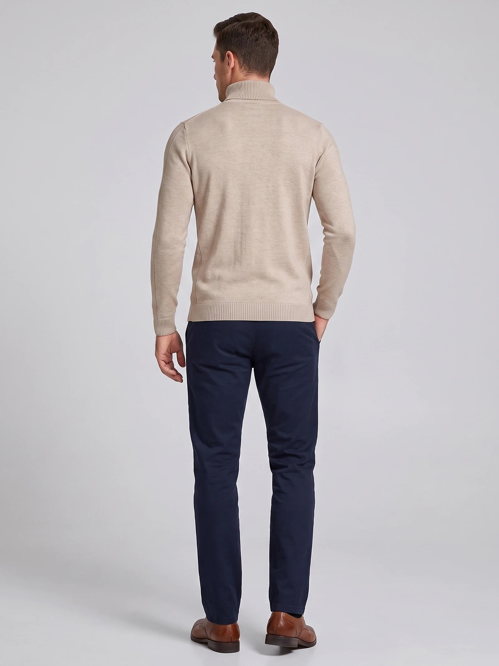 Men's Roll Neck Jumper Slim Fit High Neck Long Sleeve Winter Pullover