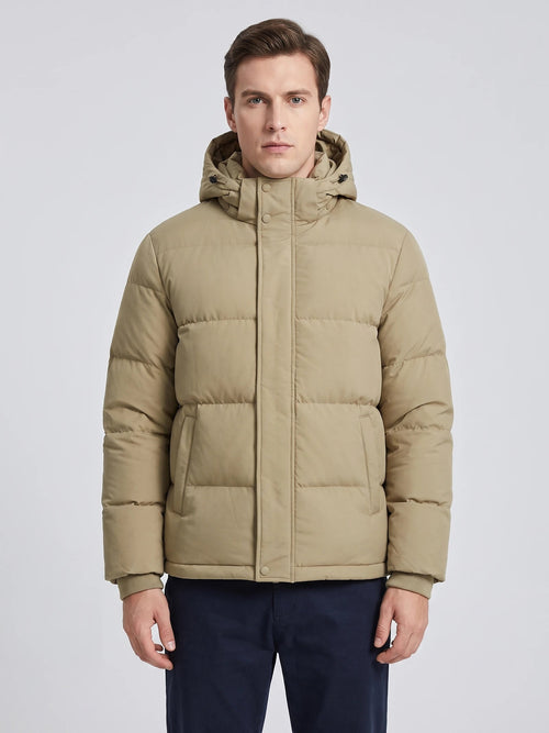 Men's Hooded Puffer Jacket, Water-Resistant Thermal Winter Coat