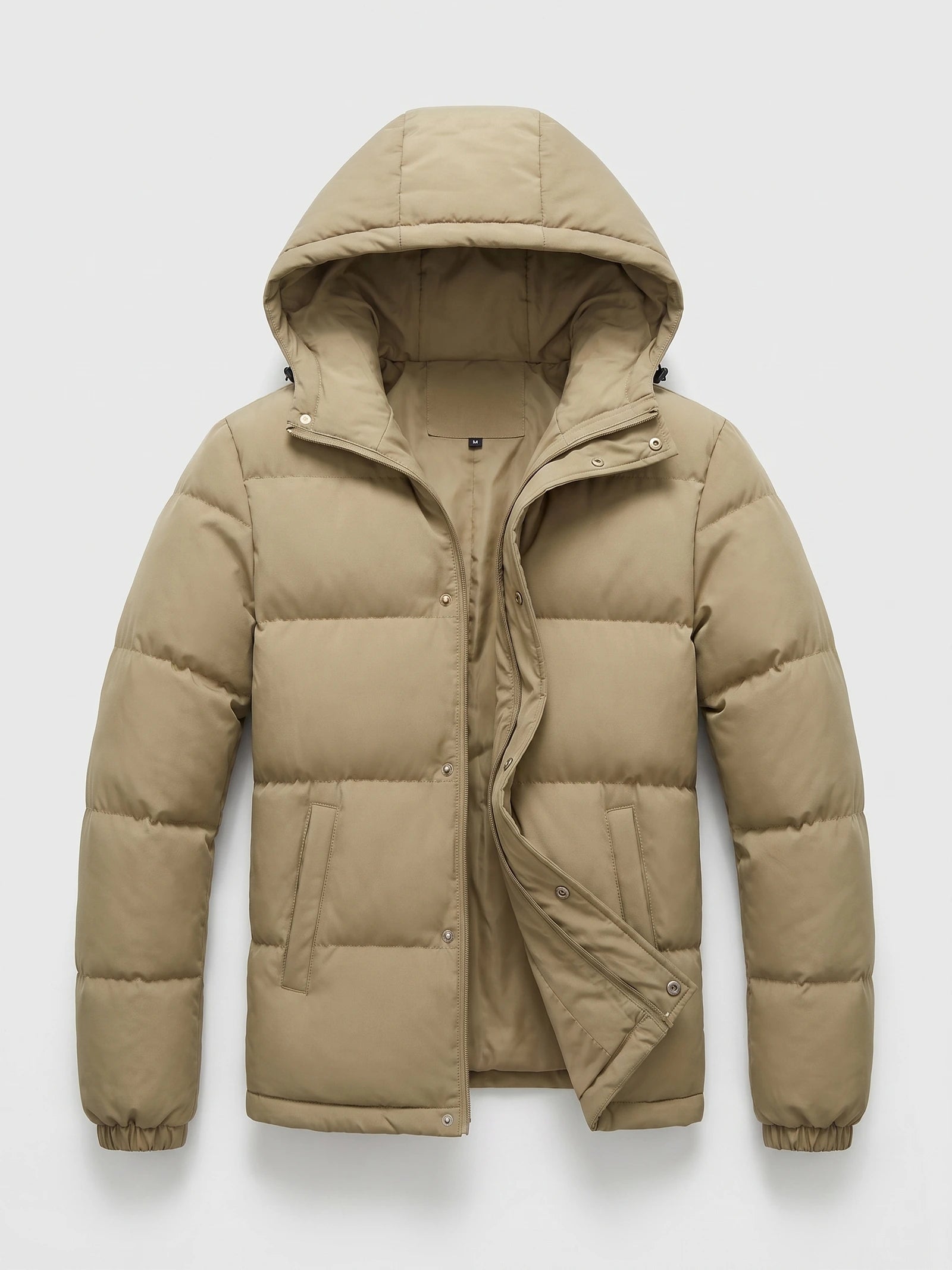 Men's Hooded Puffer Jacket, Water-Resistant Thermal Winter Coat