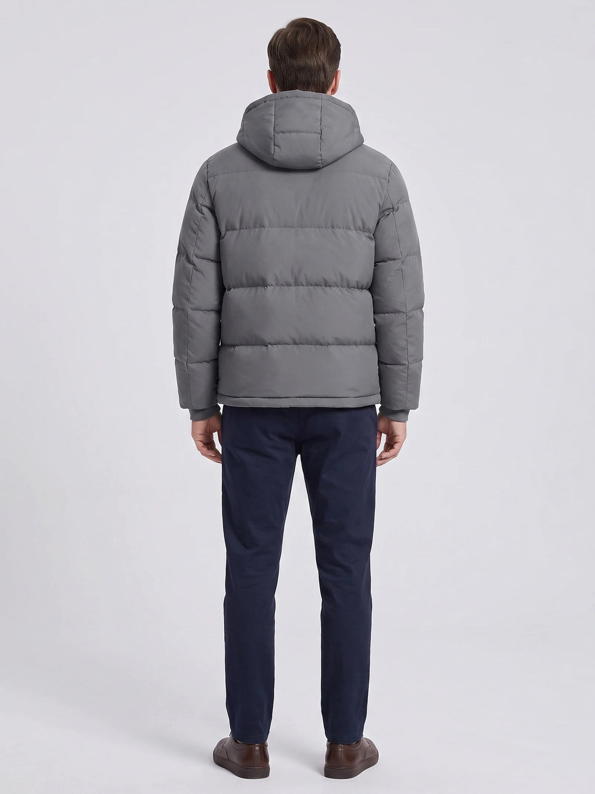 Men's Hooded Puffer Jacket, Water-Resistant Thermal Winter Coat