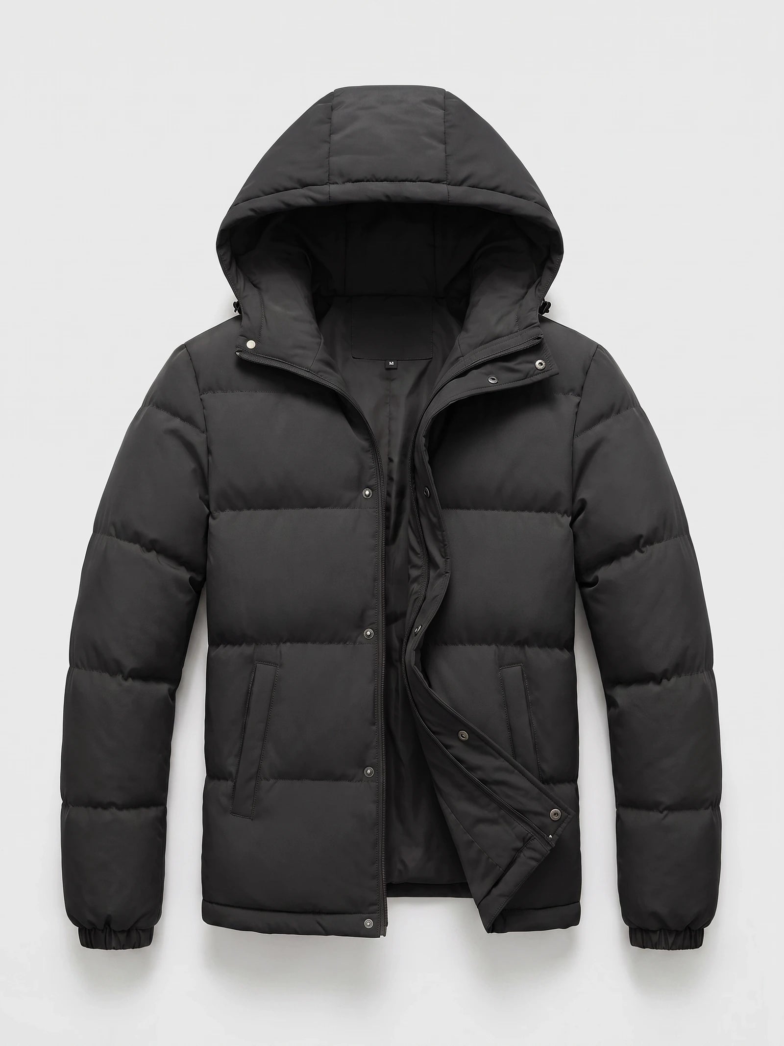 Men's Hooded Puffer Jacket, Water-Resistant Thermal Winter Coat