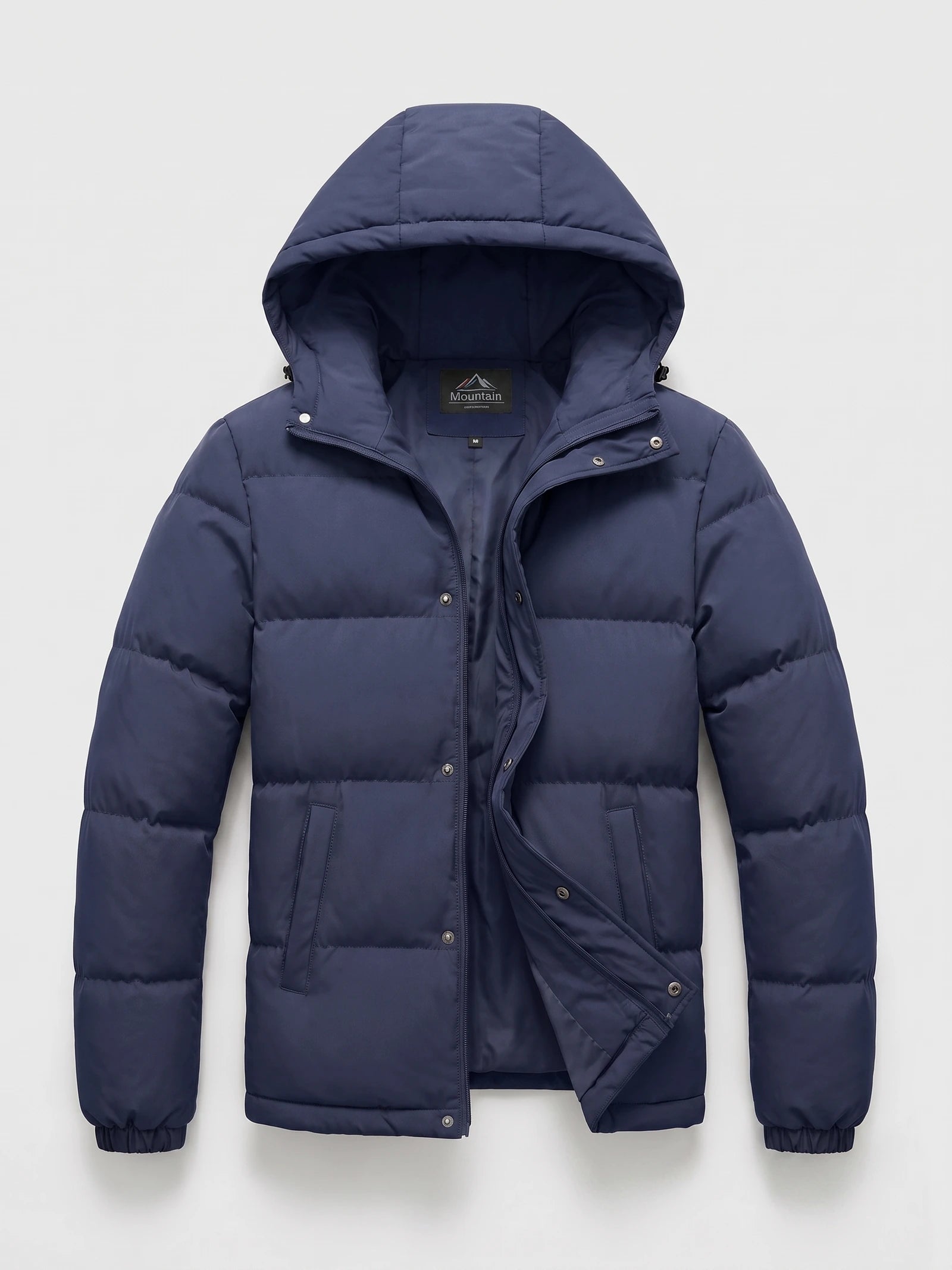 Men's Hooded Puffer Jacket, Water-Resistant Thermal Winter Coat