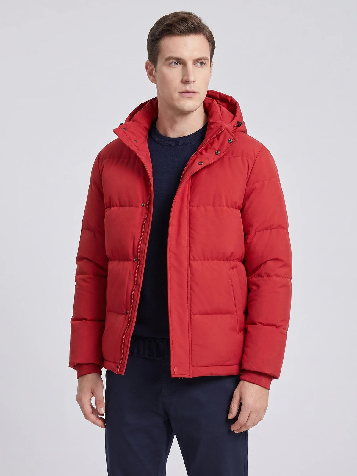Men's Hooded Puffer Jacket, Water-Resistant Thermal Winter Coat