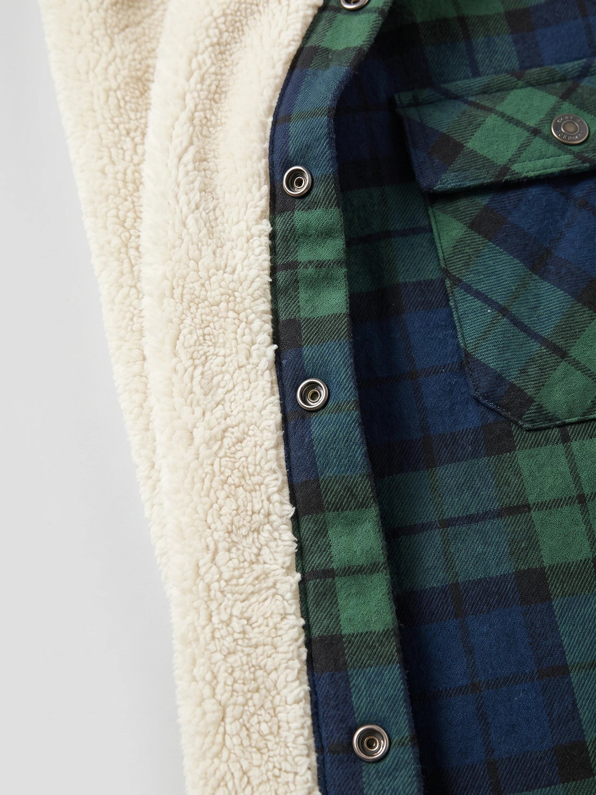 Men's Sherpa Lined Jacket, Hooded Check Button-Down Flannel Jacket