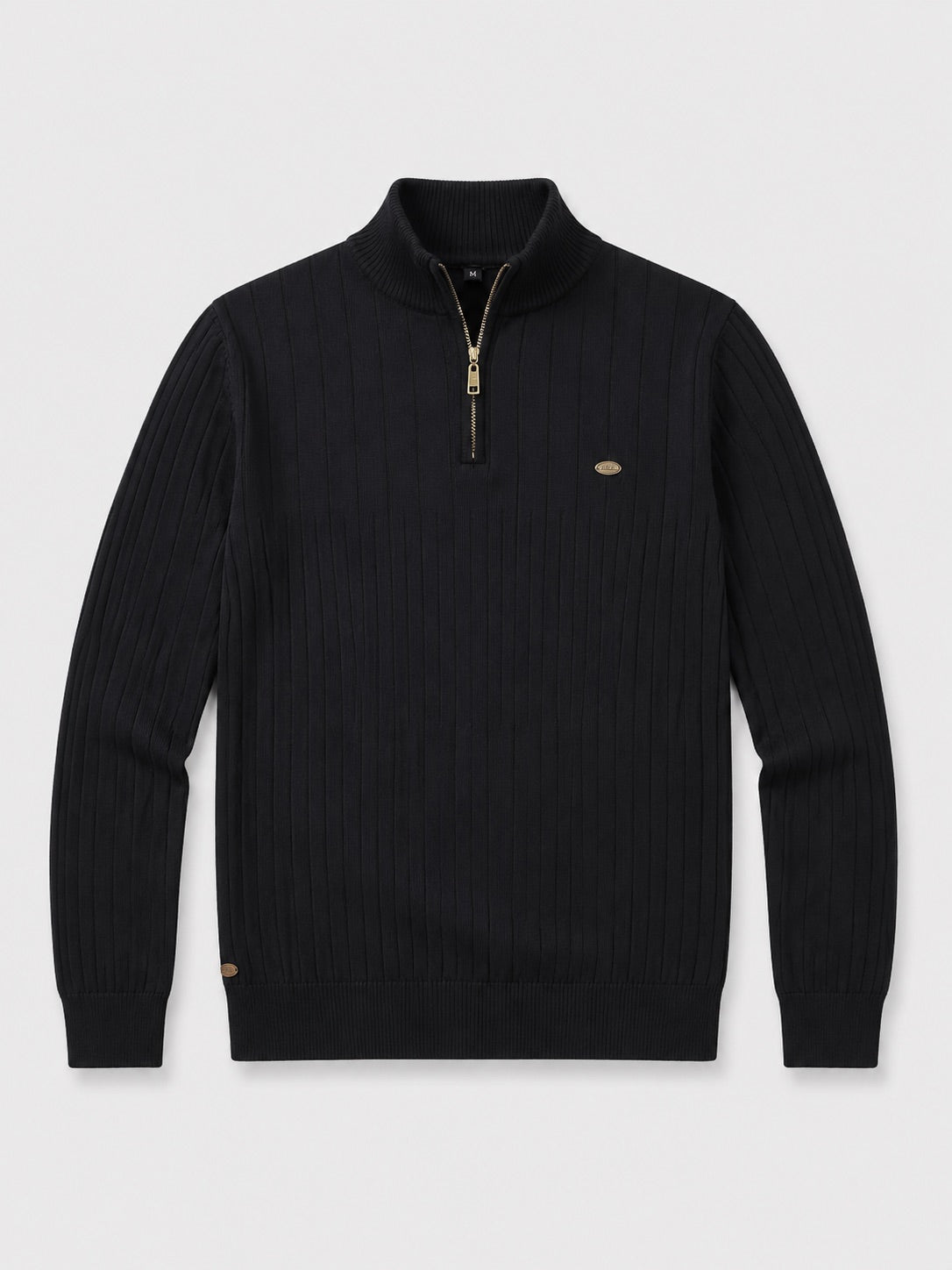 Men’s Quarter Zip Pullover Jumper Stand Collar Warm Cotton Knit Autumn Winter Top for Business Casual and Everyday Wear