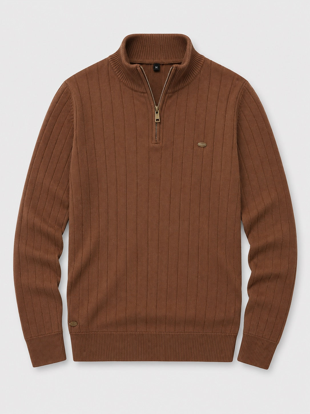 Men’s Quarter Zip Pullover Jumper Stand Collar Warm Cotton Knit Autumn Winter Top for Business Casual and Everyday Wear