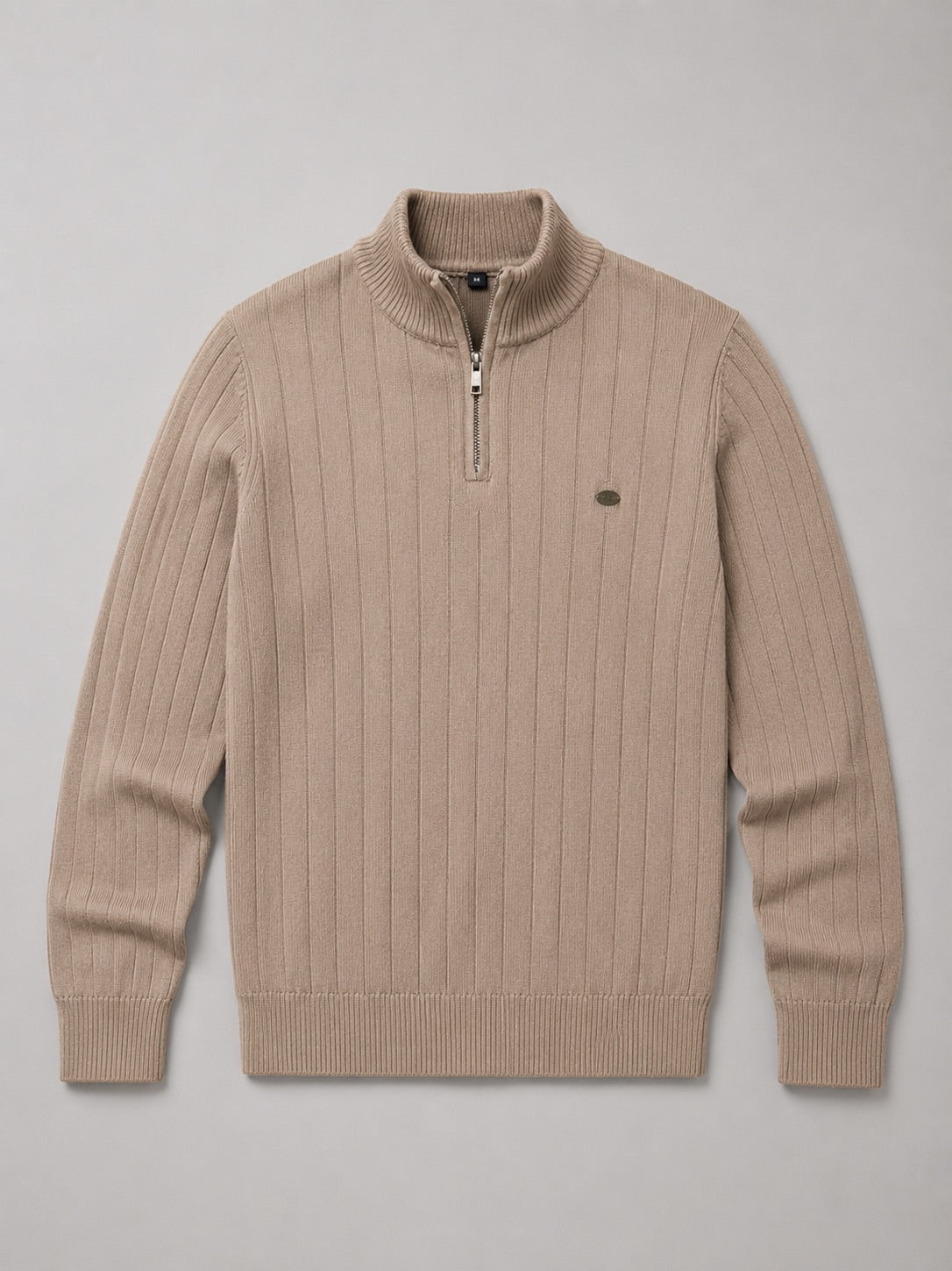 Men’s Quarter Zip Pullover Jumper Stand Collar Warm Cotton Knit Autumn Winter Top for Business Casual and Everyday Wear