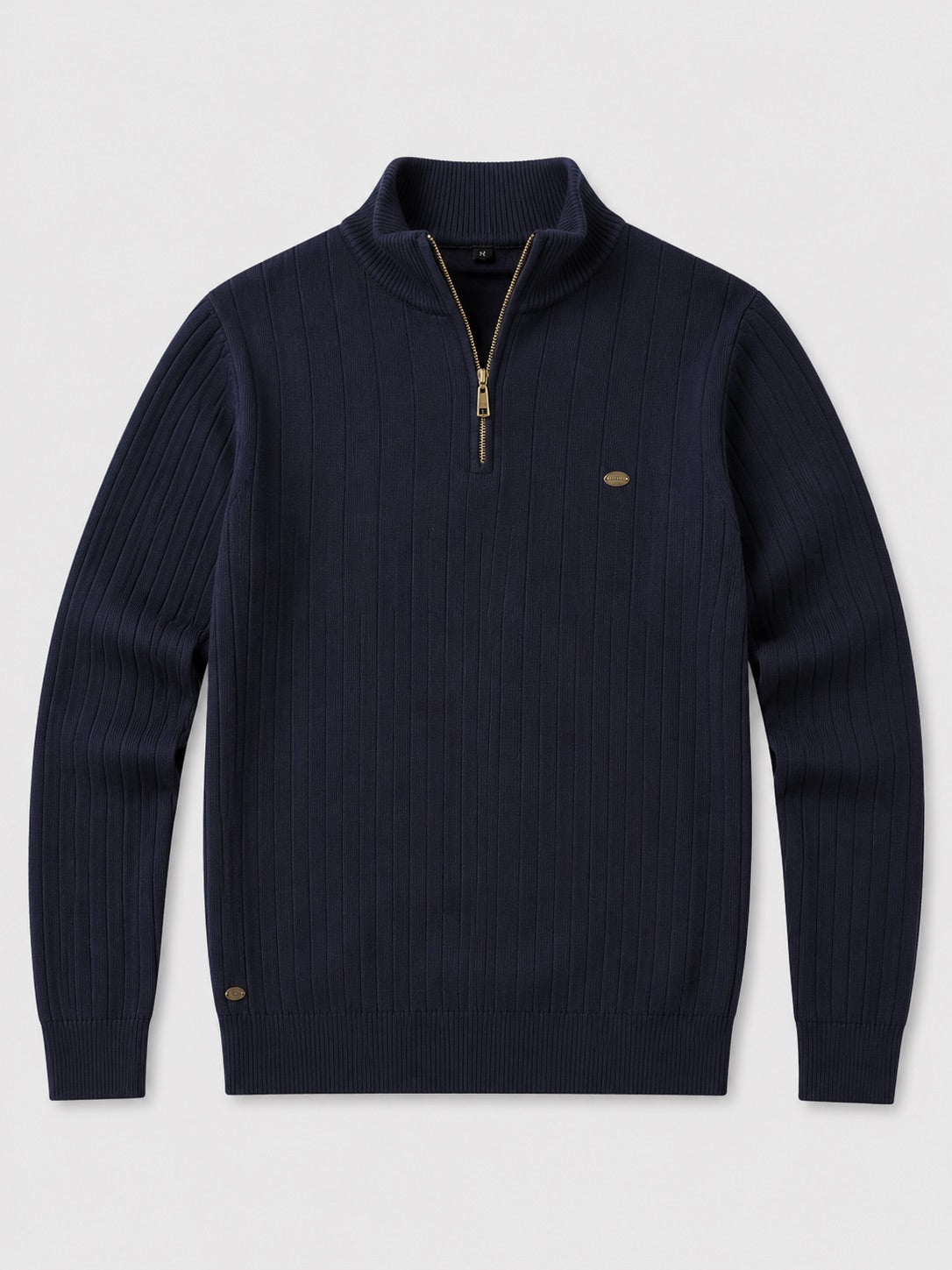 Men’s Quarter Zip Pullover Jumper Stand Collar Warm Cotton Knit Autumn Winter Top for Business Casual and Everyday Wear
